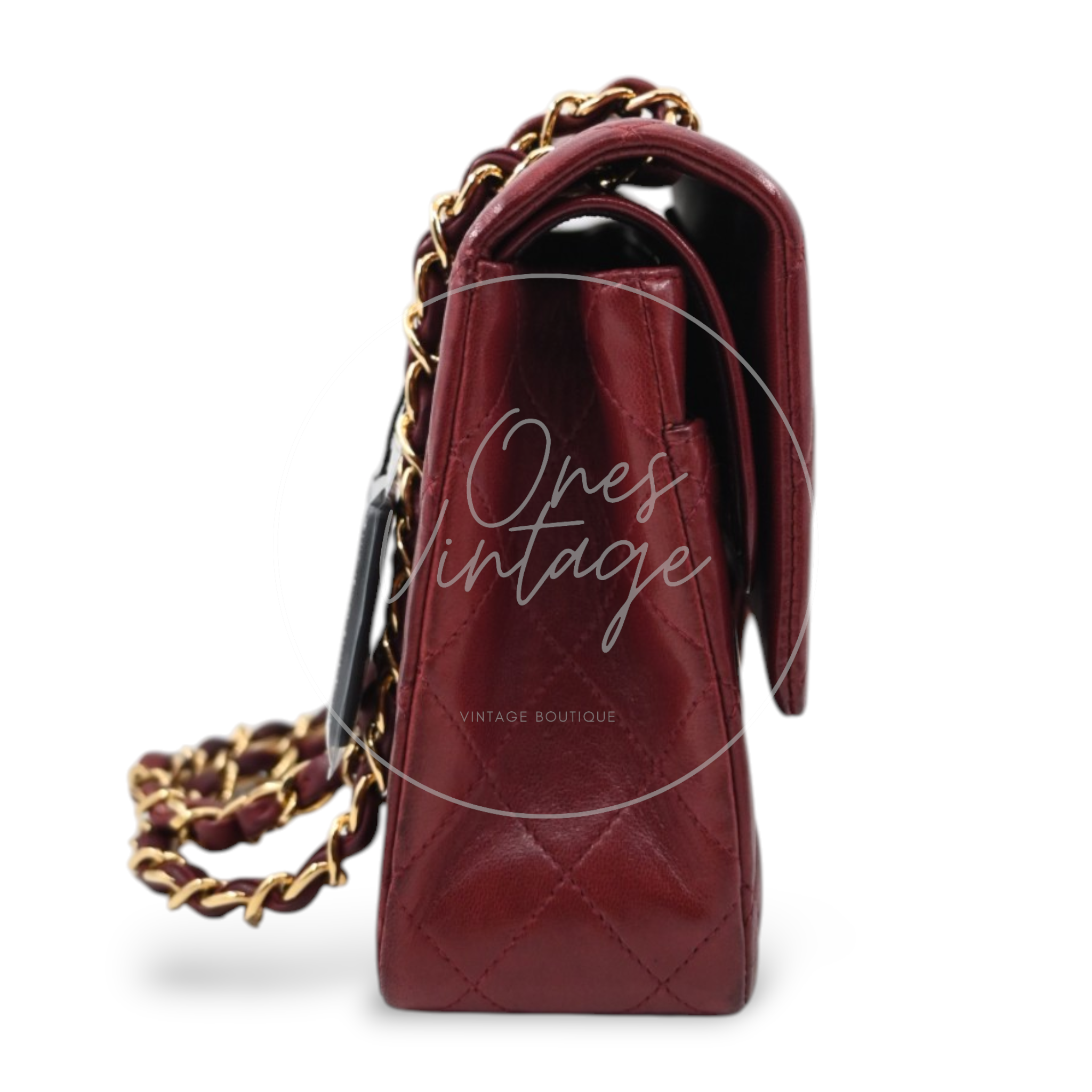 Chanel Medium Classic Double Flap Bag Lambskin Dark Red GHW Series 7