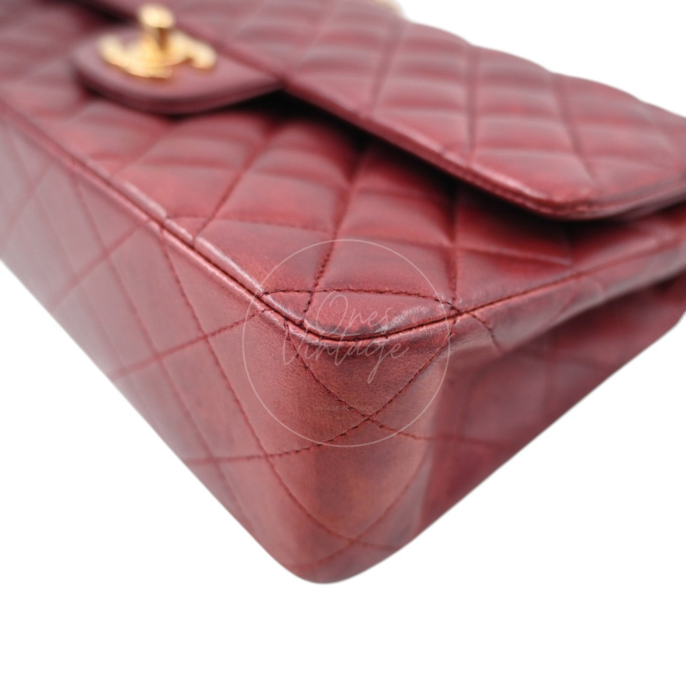 Chanel Medium Classic Double Flap Bag Lambskin Dark Red GHW Series 7