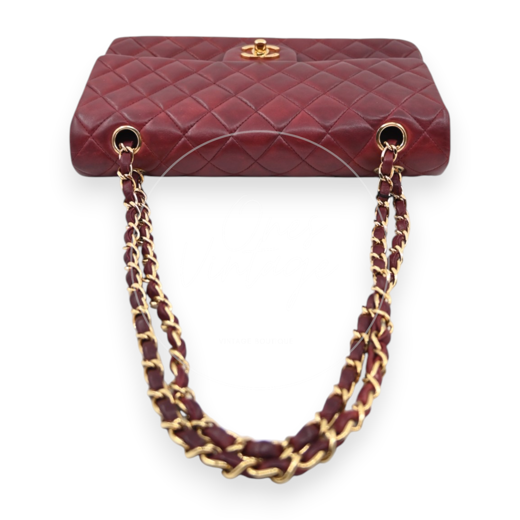 Chanel Medium Classic Double Flap Bag Lambskin Dark Red GHW Series 7