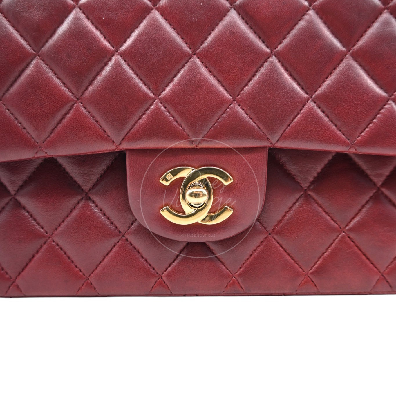 Chanel Medium Classic Double Flap Bag Lambskin Dark Red GHW Series 7