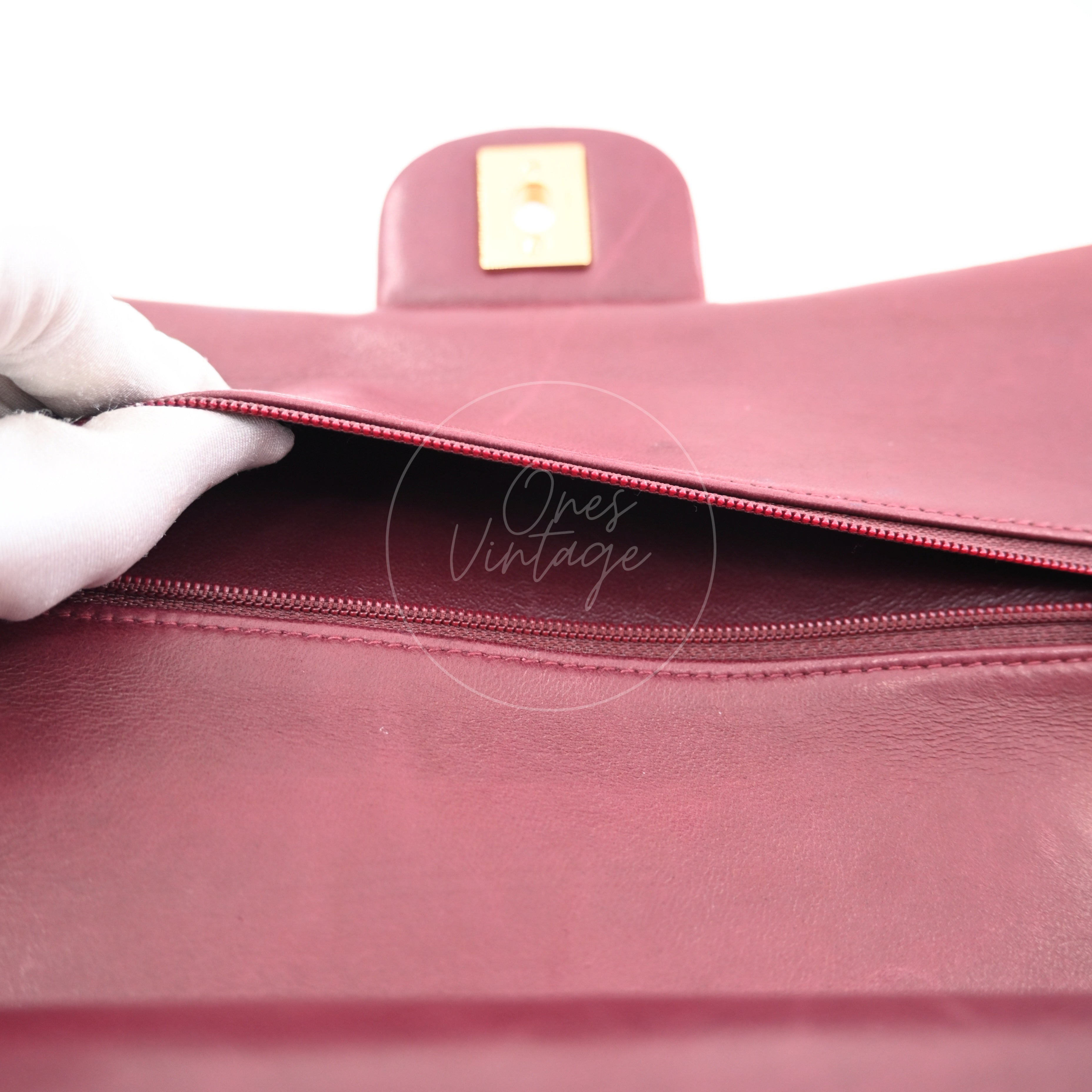 Chanel Medium Classic Double Flap Bag Lambskin Dark Red GHW Series 7
