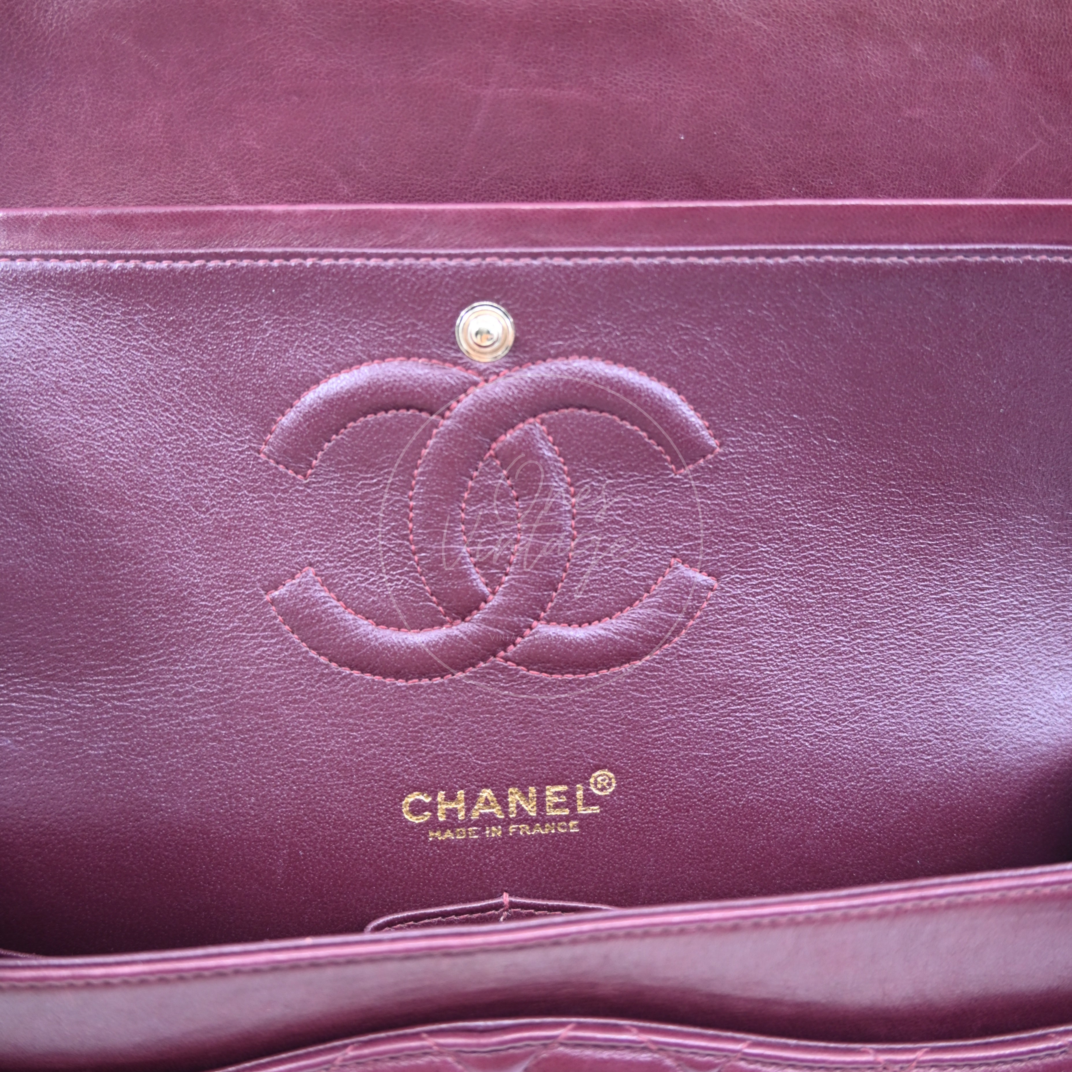 Chanel Medium Classic Double Flap Bag Lambskin Dark Red GHW Series 7
