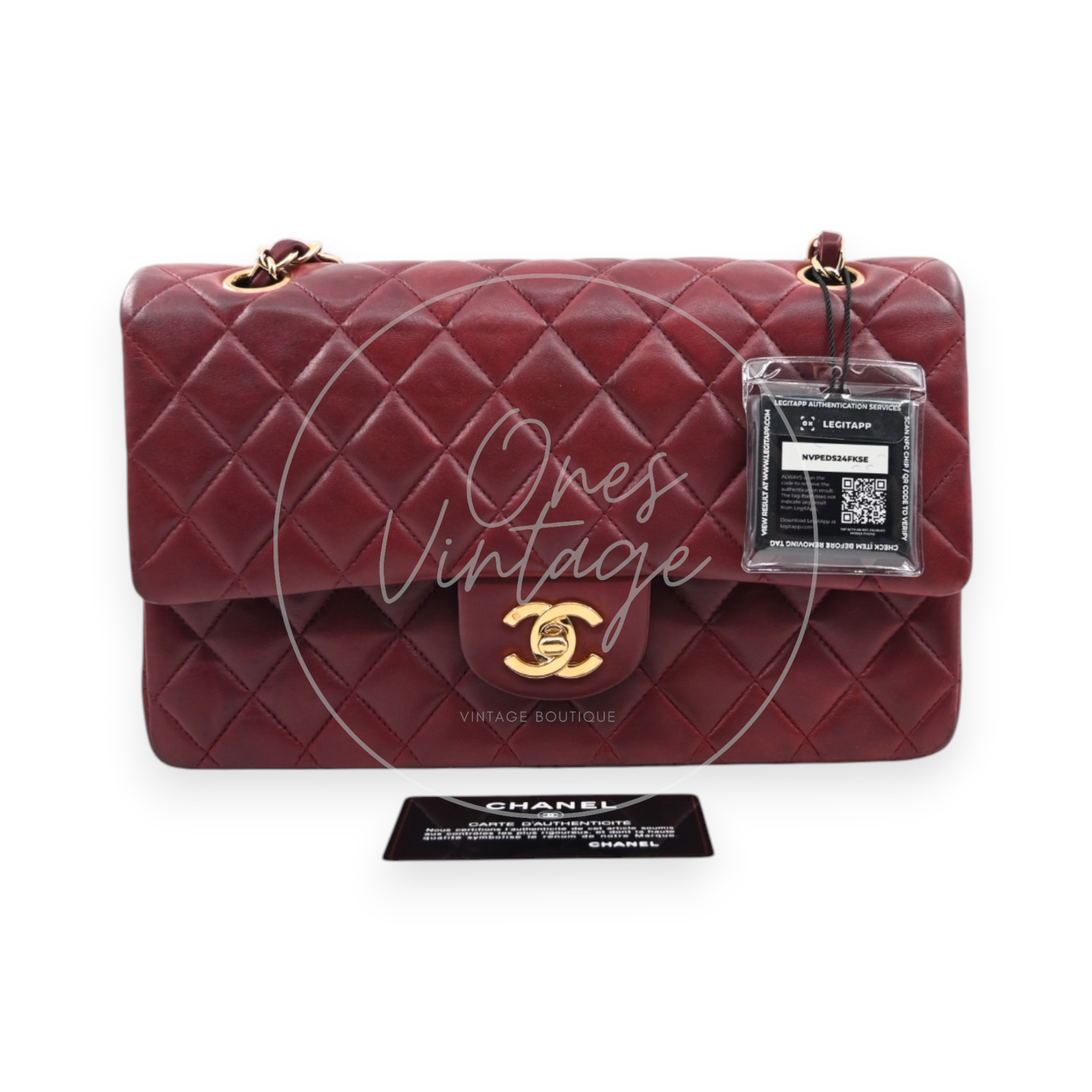Chanel Medium Classic Double Flap Bag Lambskin Dark Red GHW Series 7
