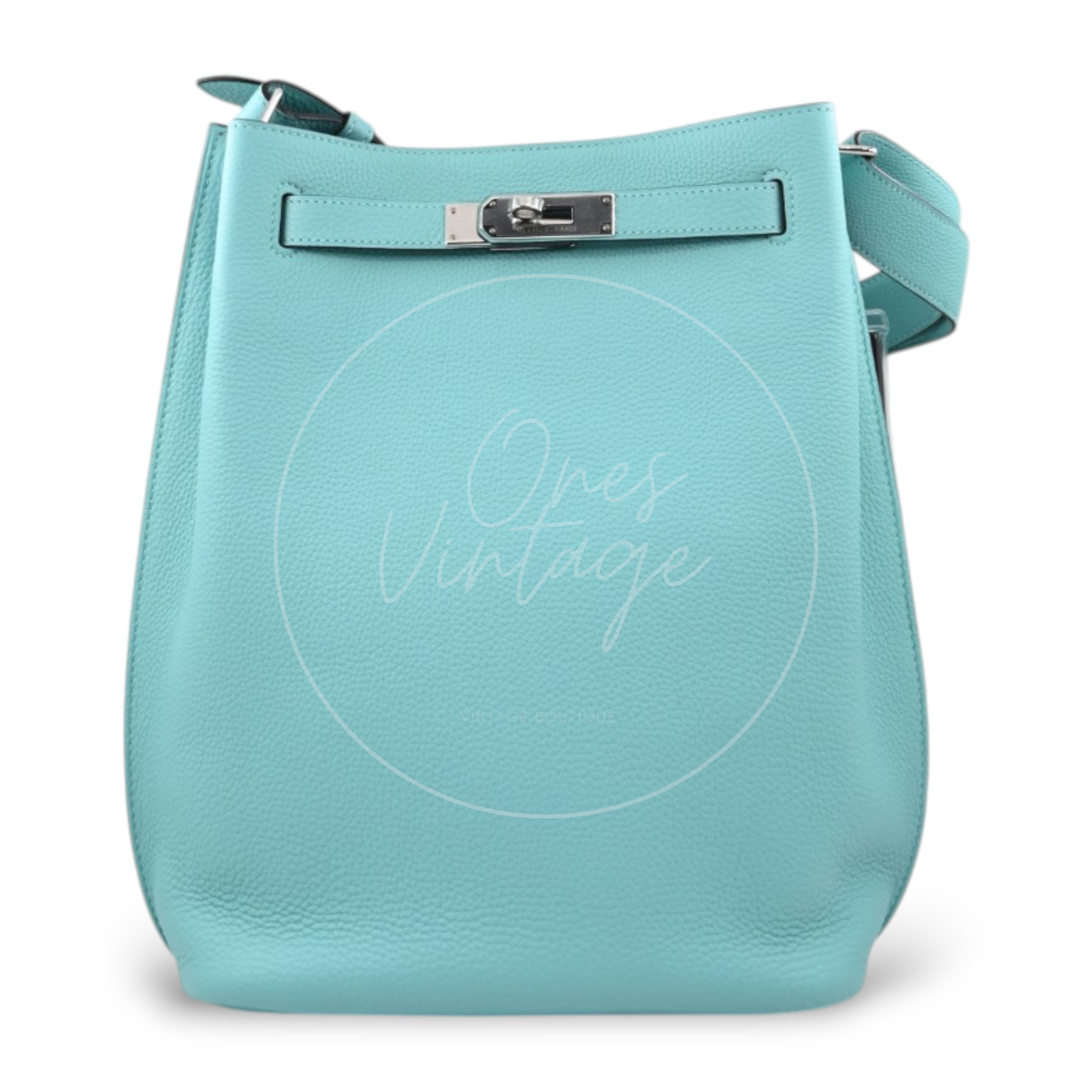 Hermes So Kelly 22 Togo Atoll Blue PHW Stamp T
