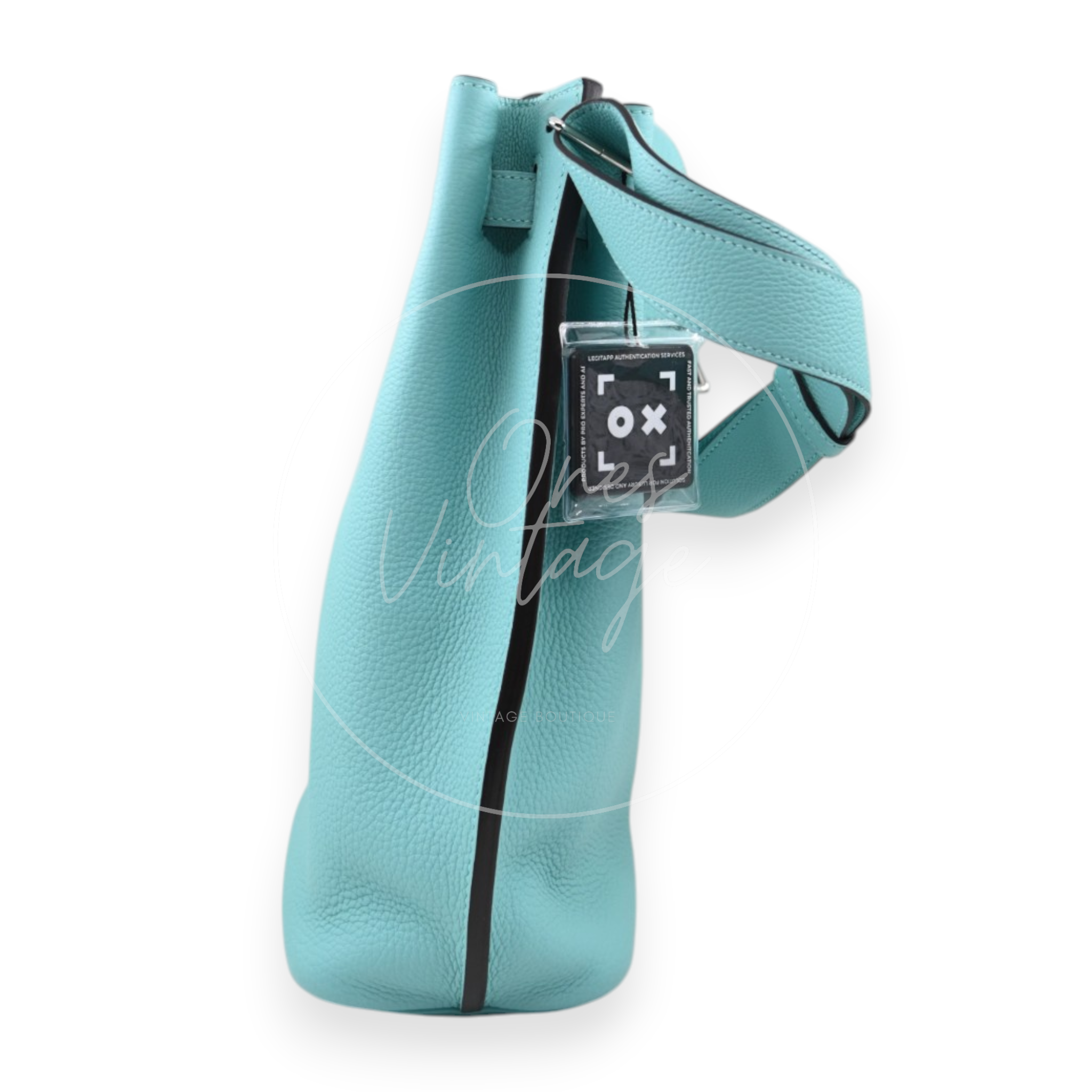 Hermes So Kelly 22 Togo Atoll Blue PHW Stamp T