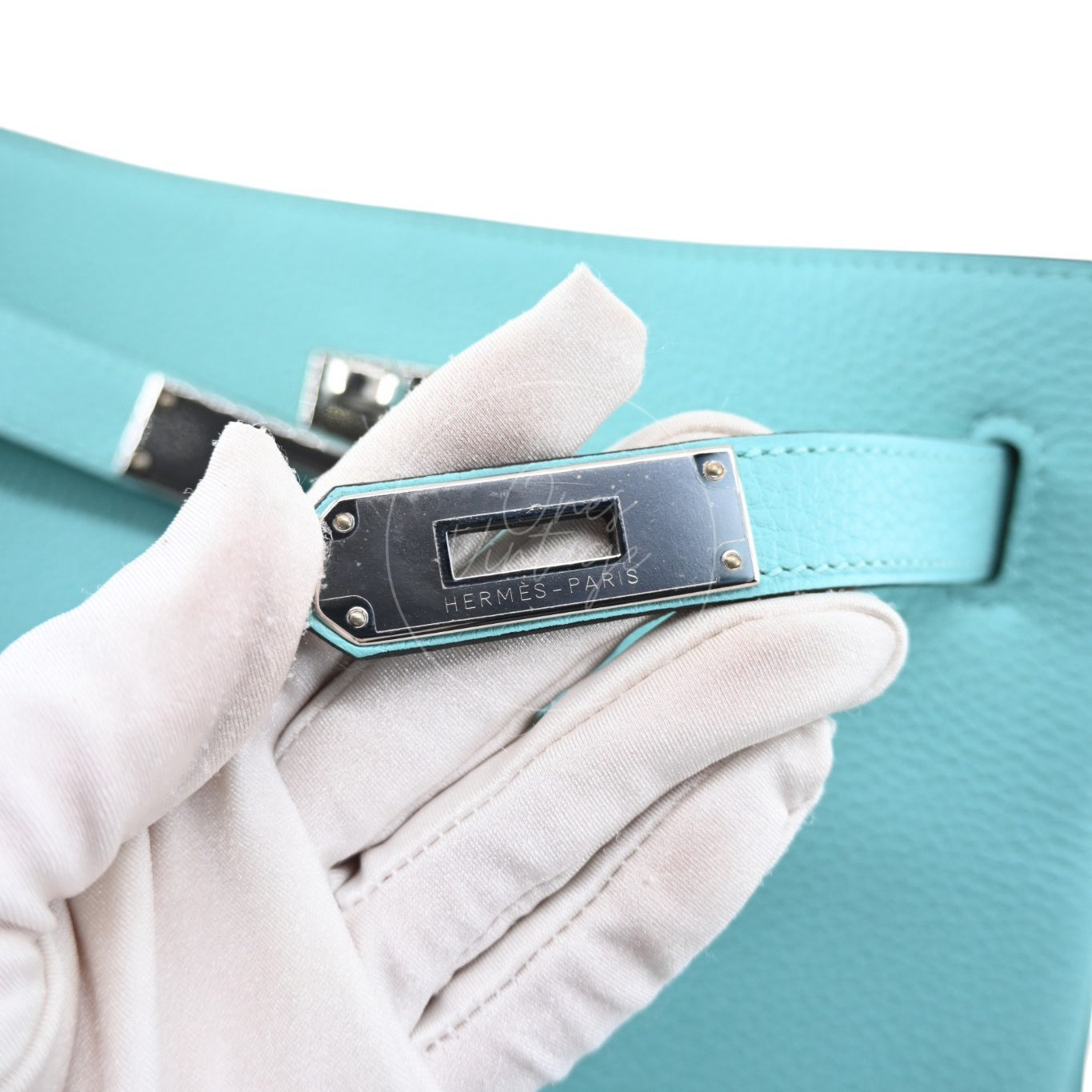 Hermes So Kelly 22 Togo Atoll Blue PHW Stamp T