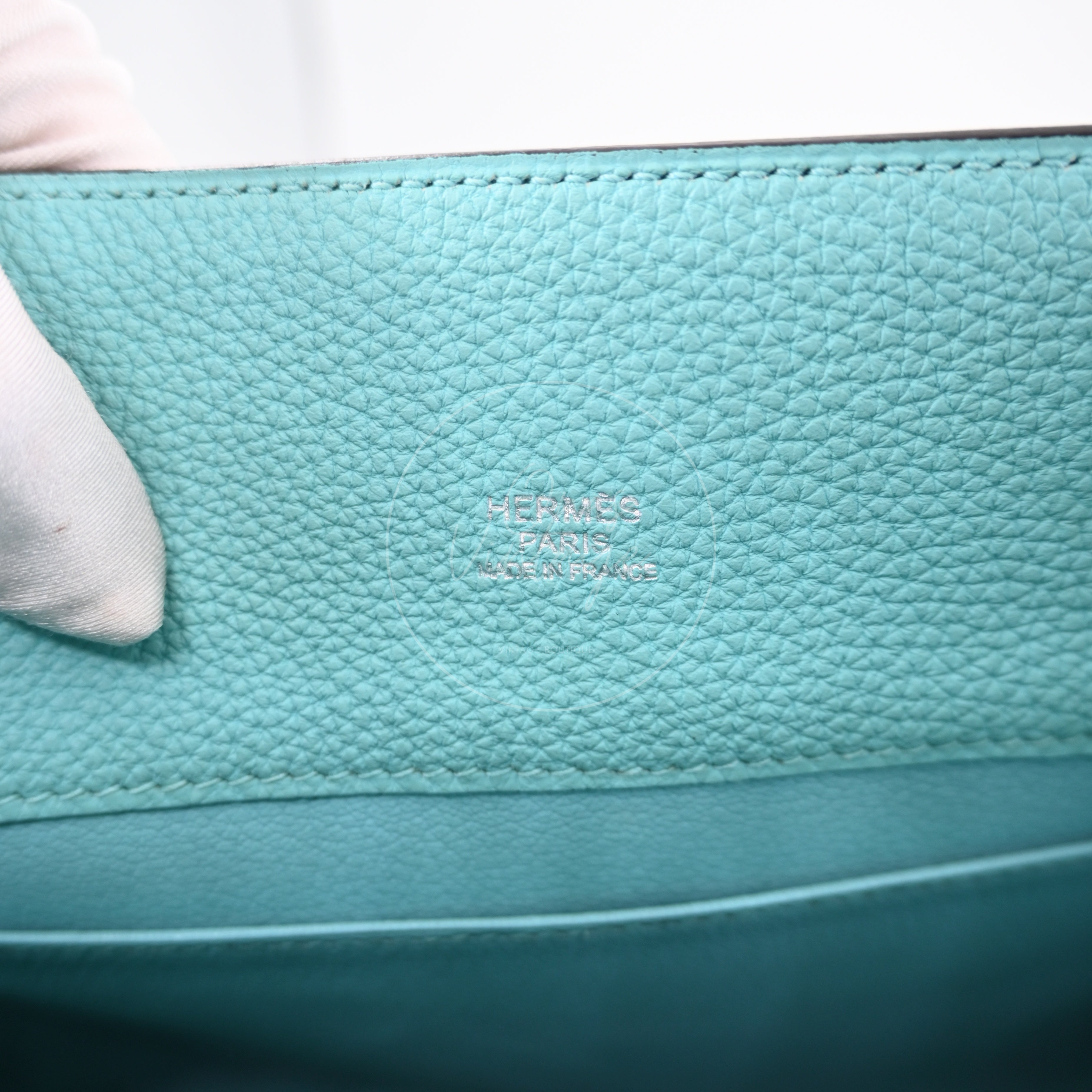 Hermes So Kelly 22 Togo Atoll Blue PHW Stamp T