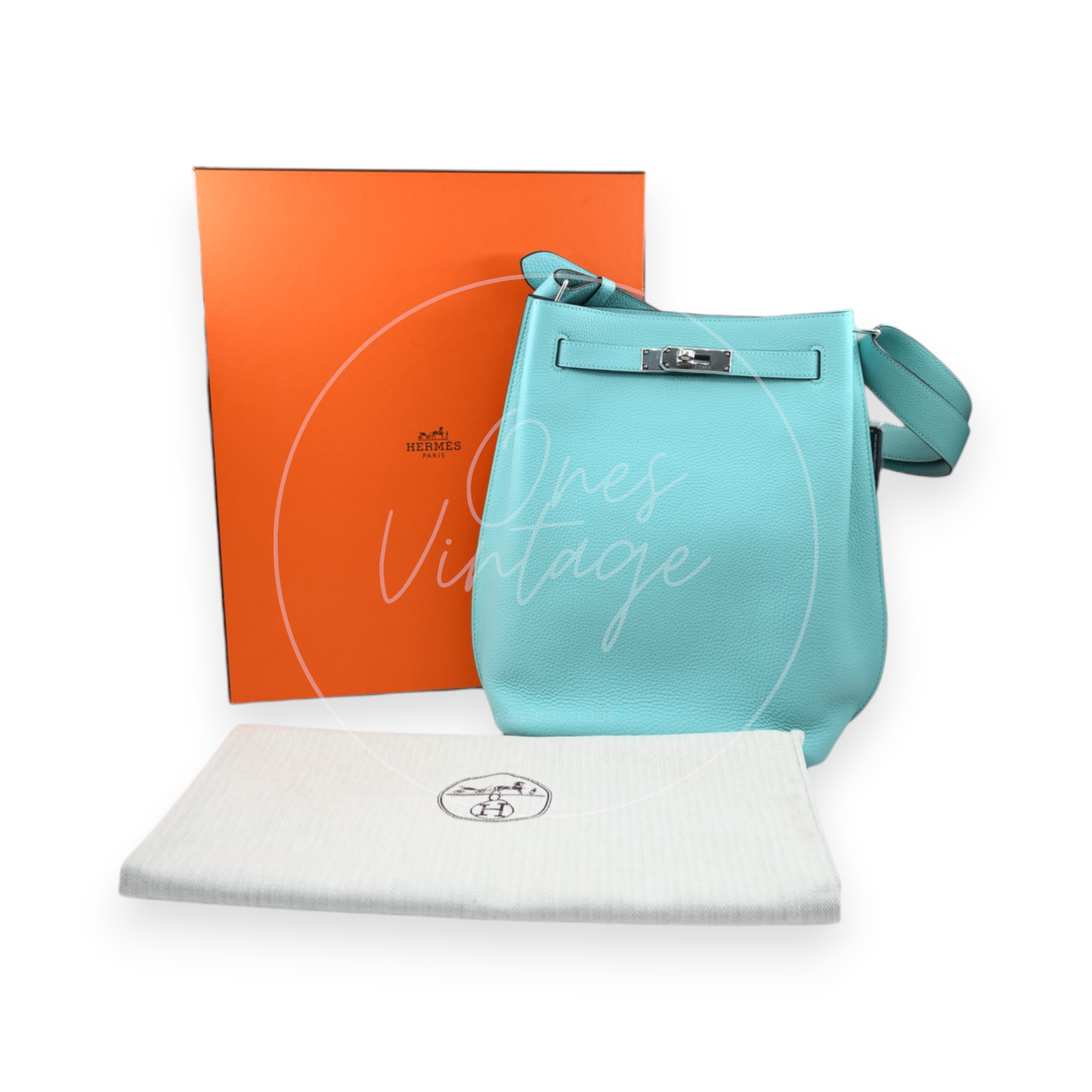 Hermes So Kelly 22 Togo Atoll Blue PHW Stamp T