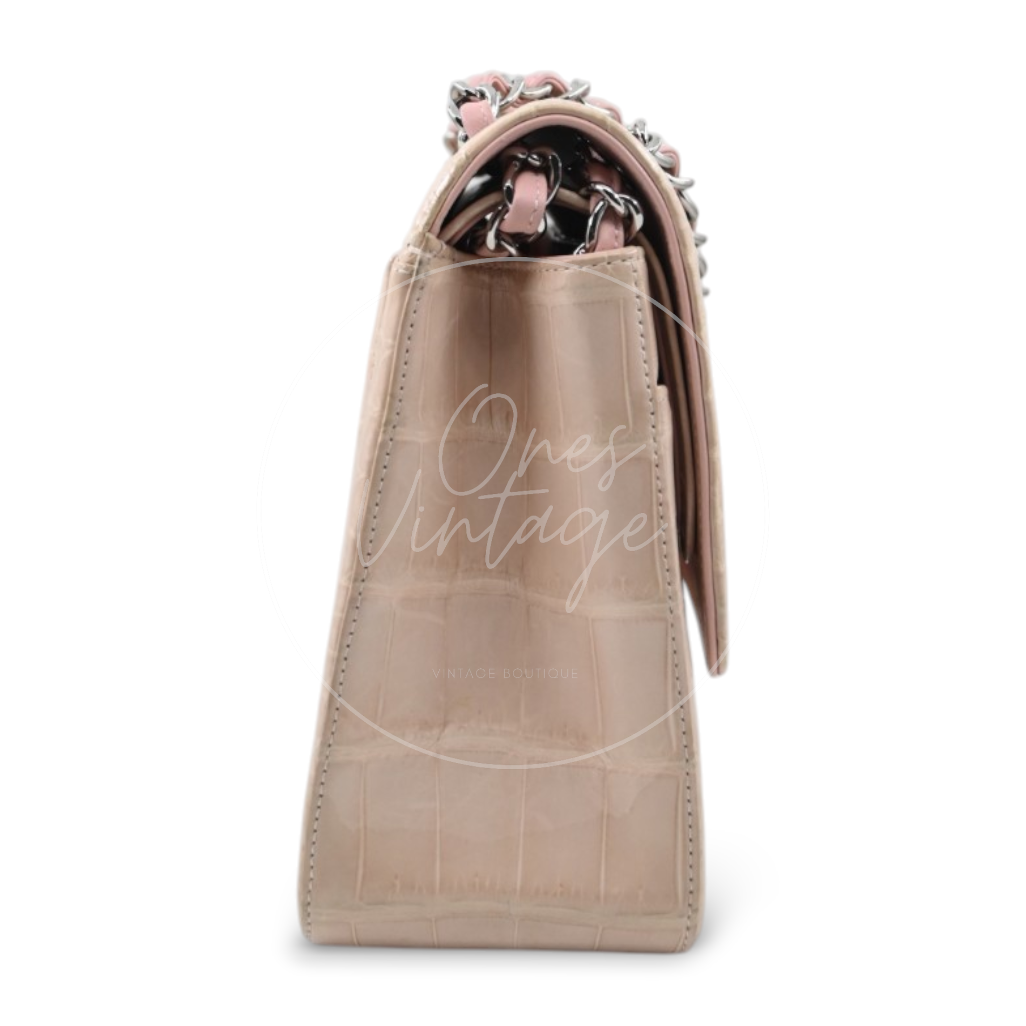 Chanel Classic Jumbo Flap Bag Alligator Pink SHW Series 17