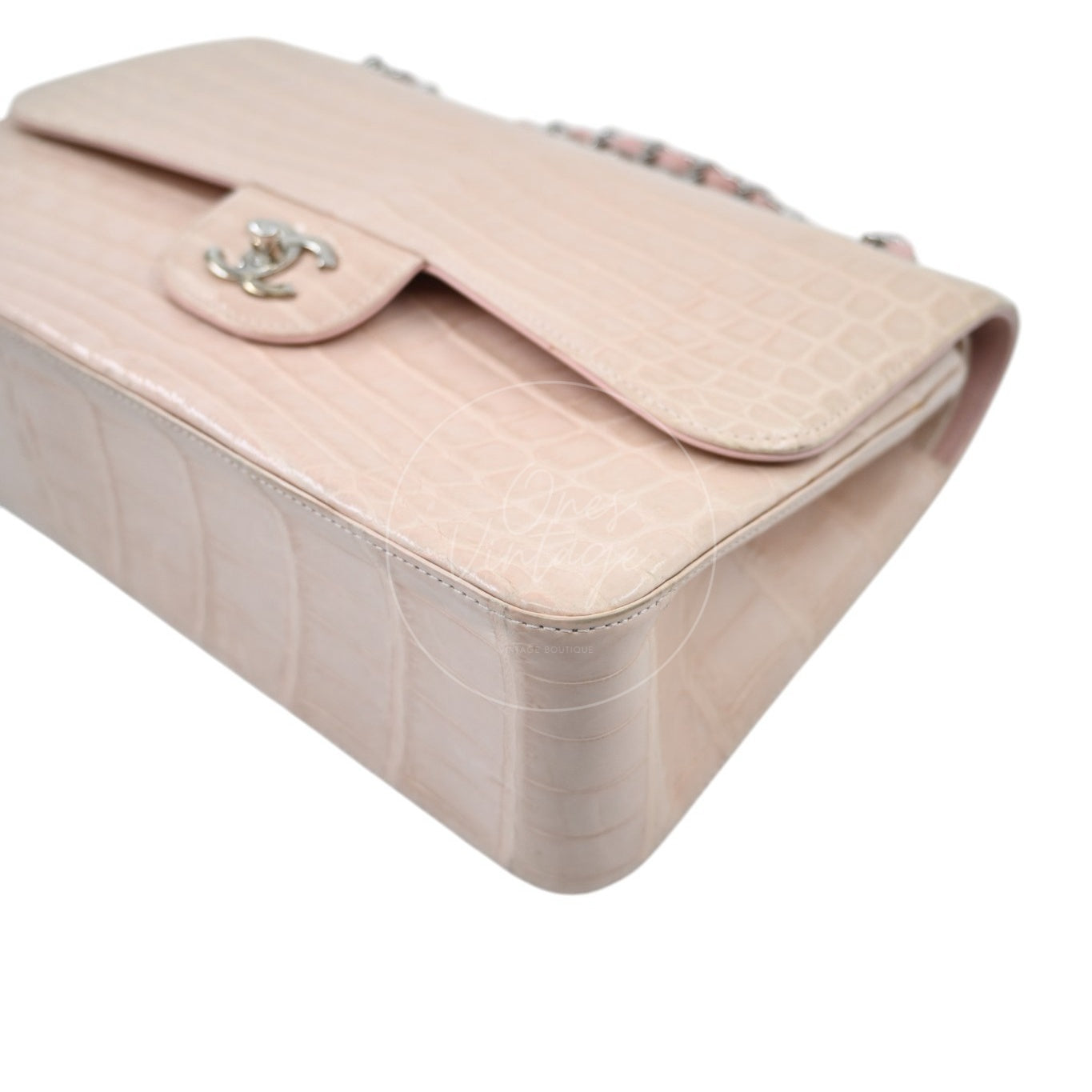 Chanel Classic Jumbo Flap Bag Alligator Pink SHW Series 17