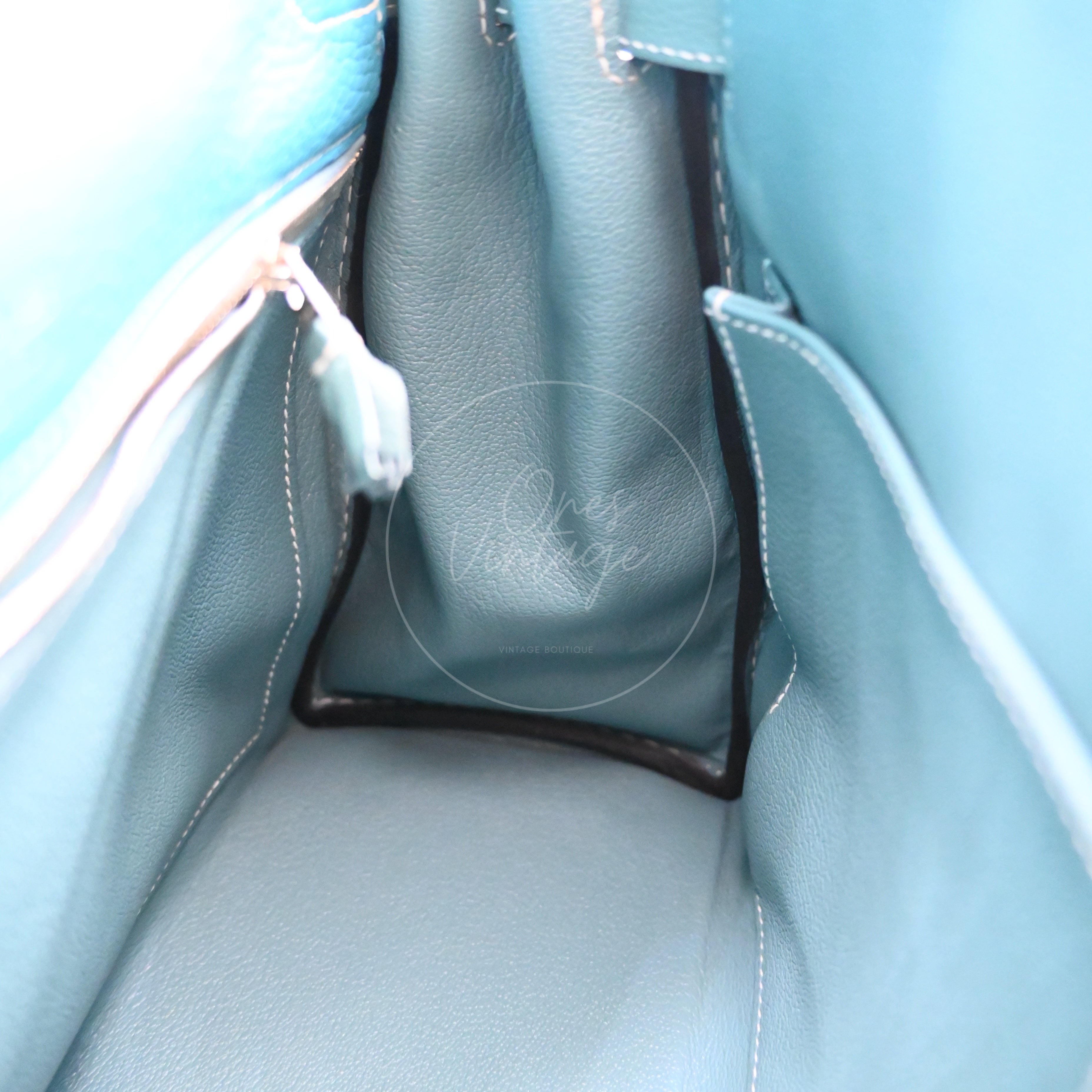 [Pre-owned] Hermes Kelly Ghillies 32 Turquoise Doblis Suede Clemence Evercolor Tricolour PHW Bag