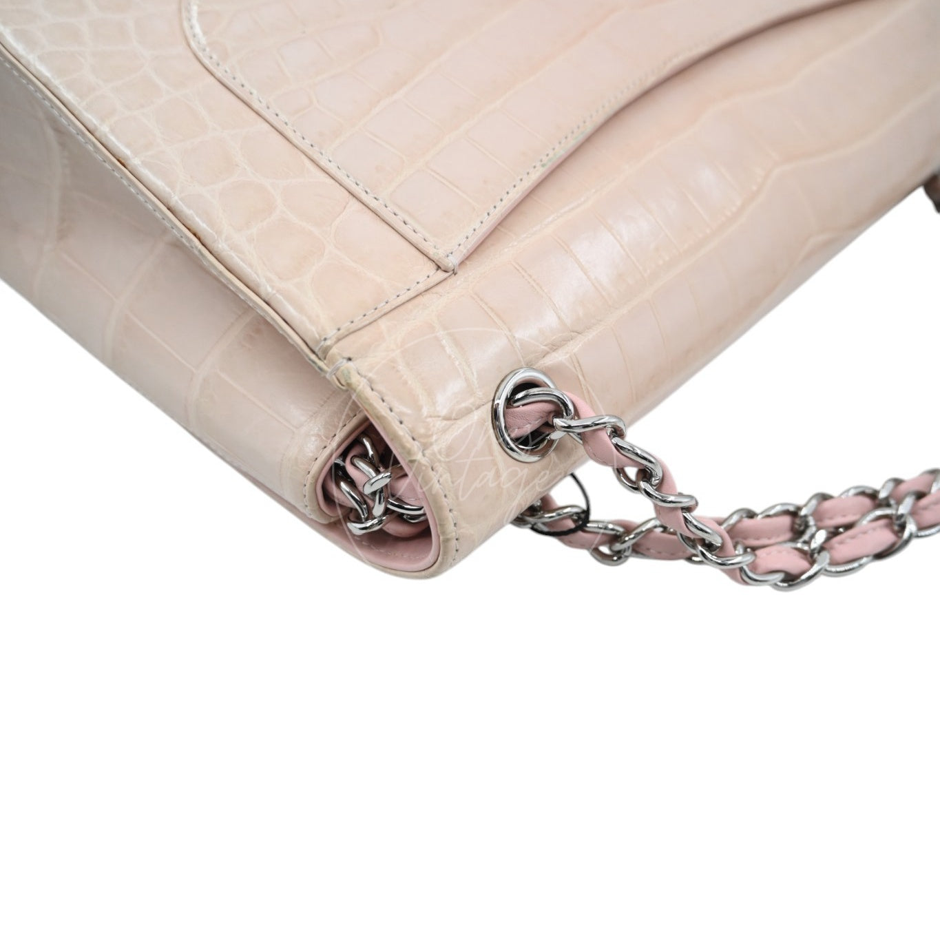 Chanel Classic Jumbo Flap Bag Alligator Pink SHW Series 17