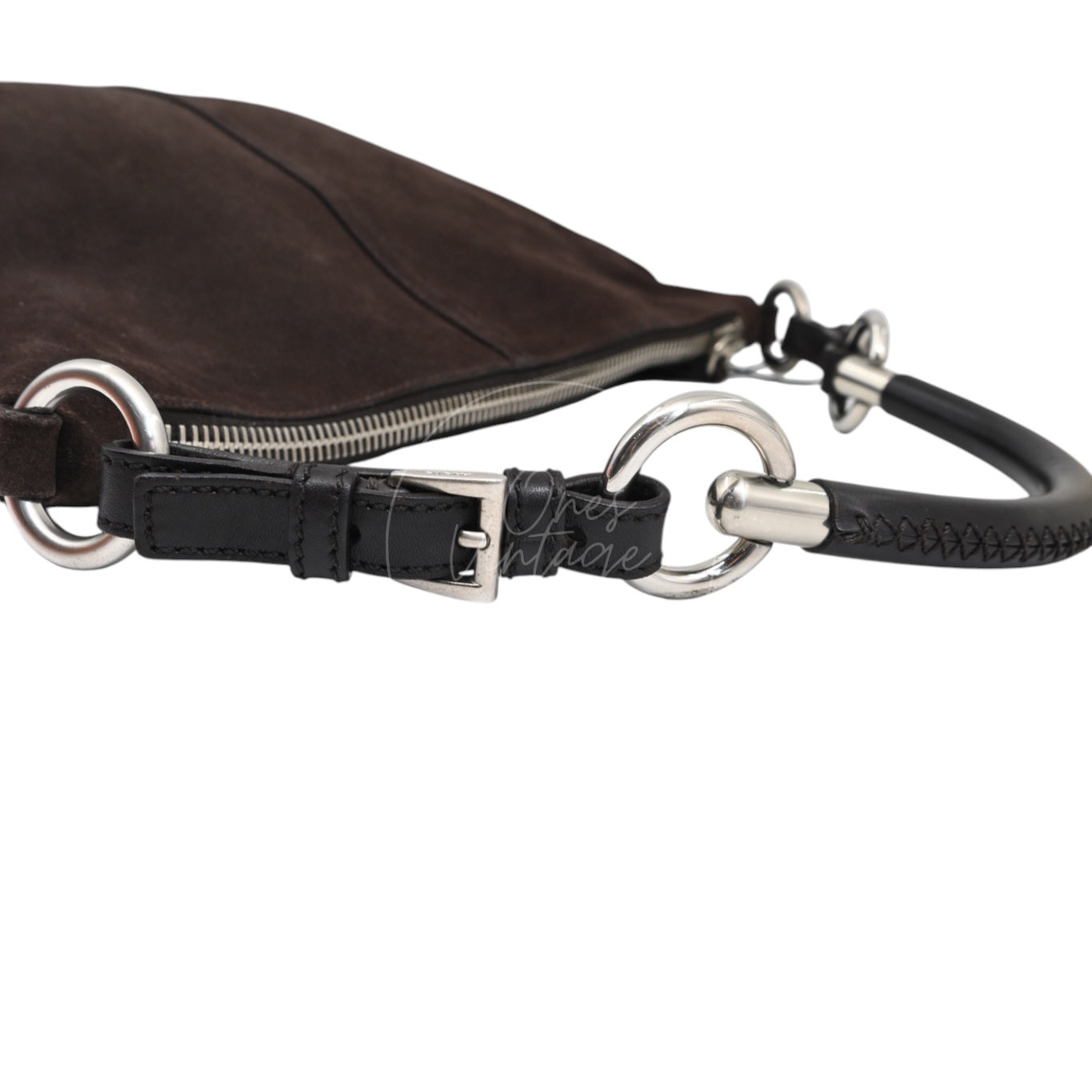 [Pre-owned] Prada Cleo Brown Suede Hobo Shoulder Bag