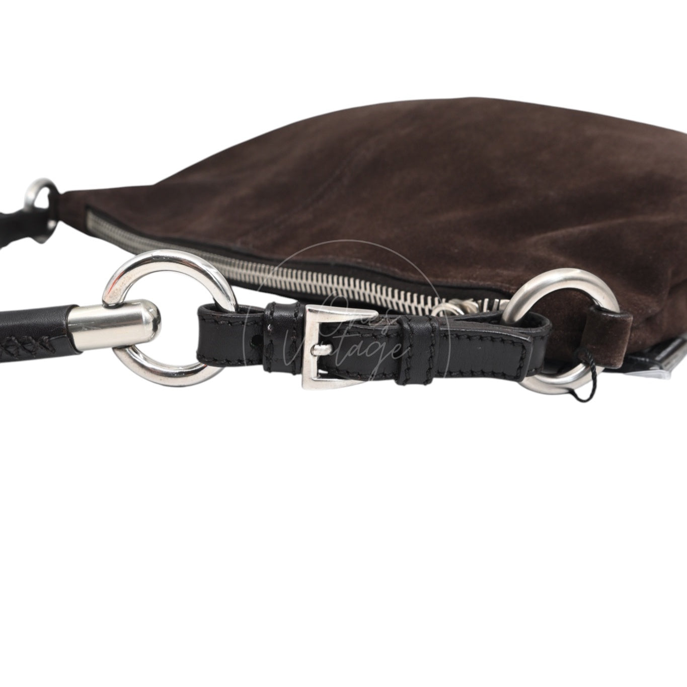 [Pre-owned] Prada Cleo Brown Suede Hobo Shoulder Bag
