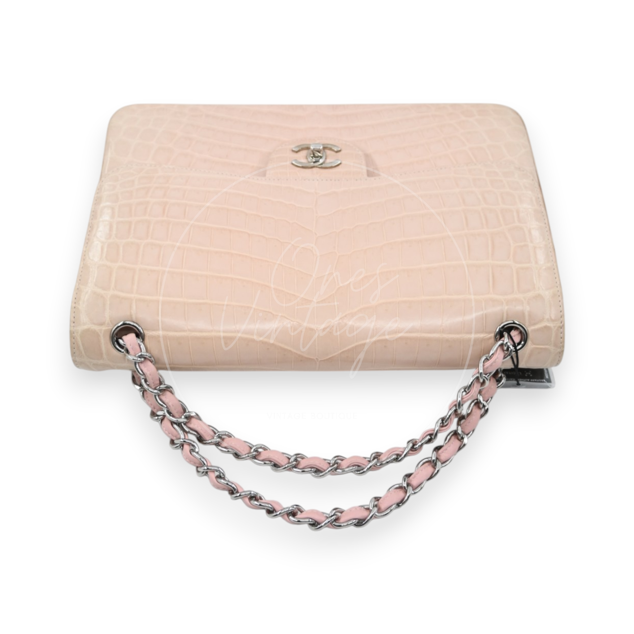 Chanel Classic Jumbo Flap Bag Alligator Pink SHW Series 17