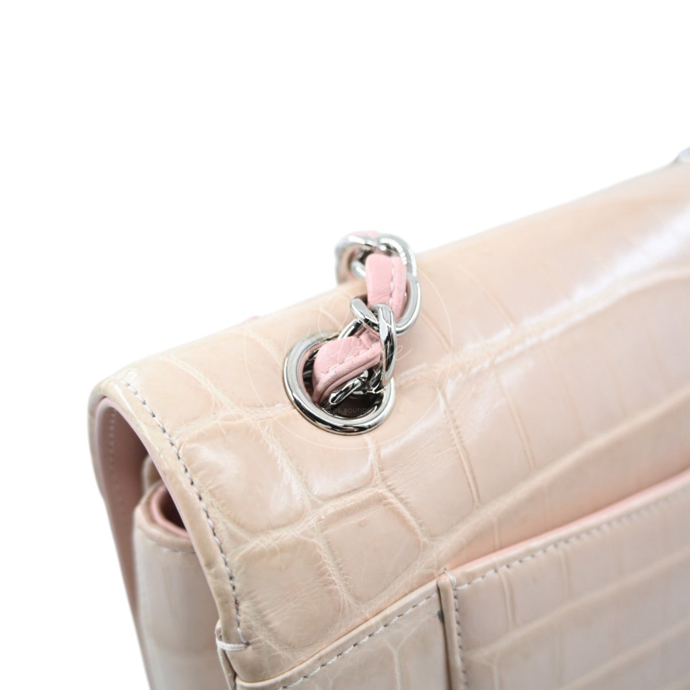Chanel Classic Jumbo Flap Bag Alligator Pink SHW Series 17