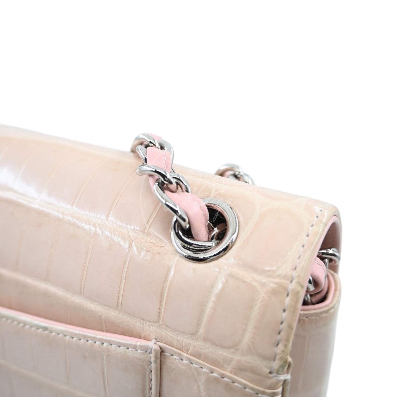 Chanel Classic Jumbo Flap Bag Alligator Pink SHW Series 17