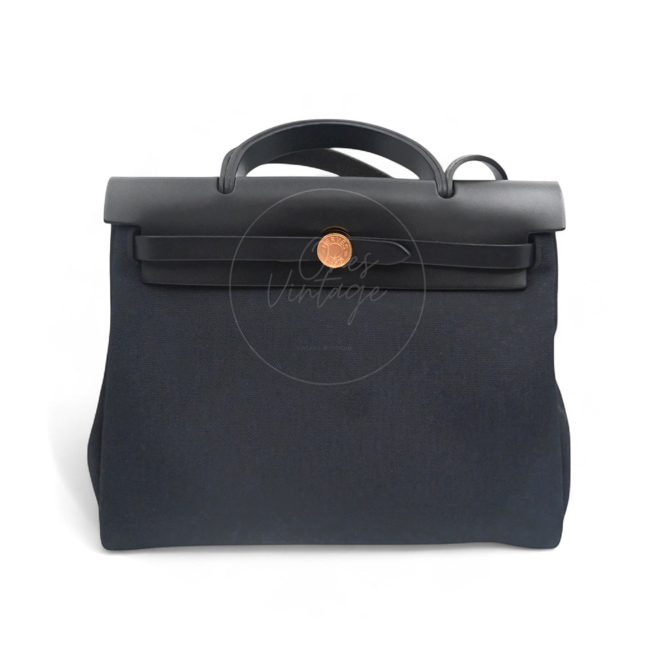 [Pre-owned] Hermes Herbag Zip 31 Black Canvas Swift GHW