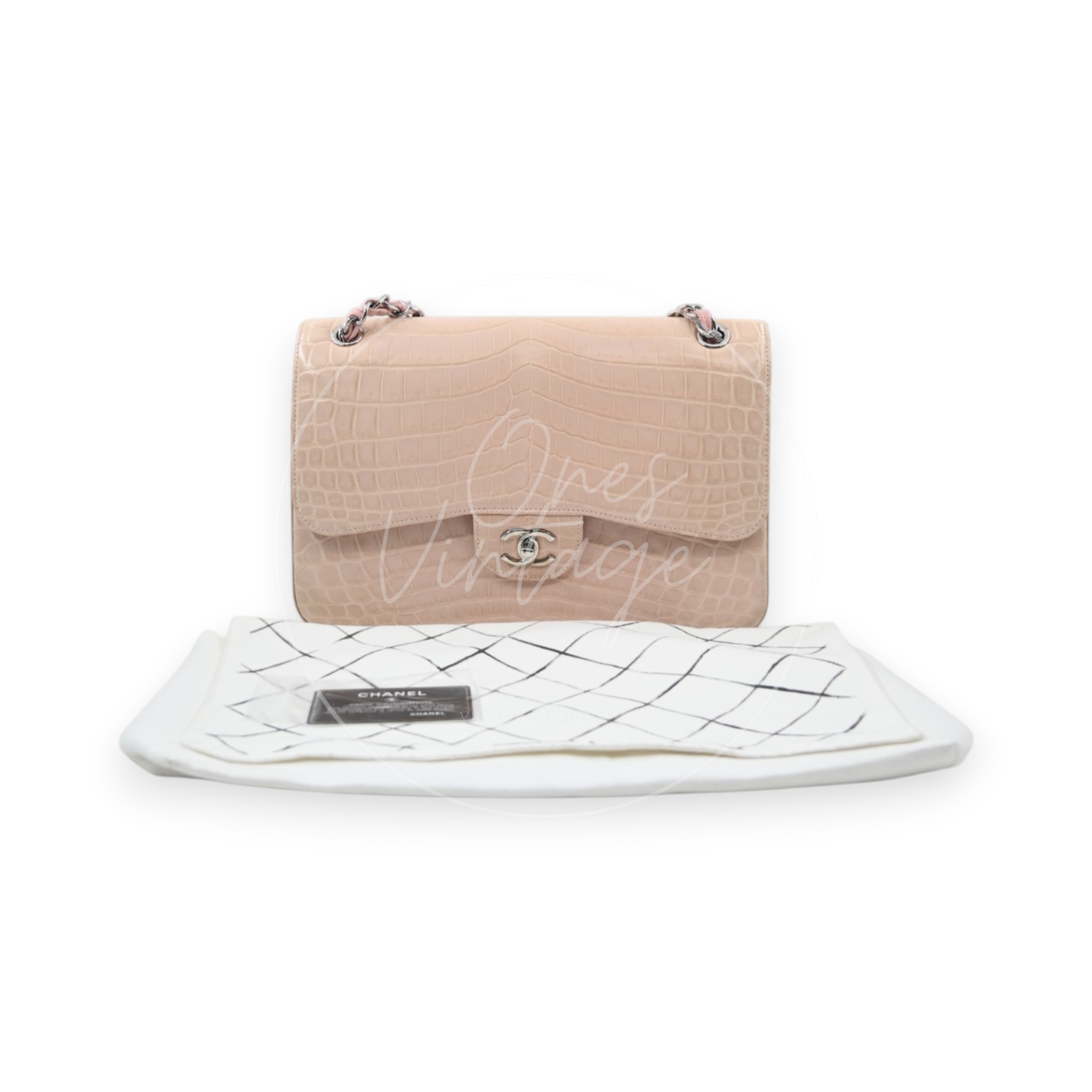 Chanel Classic Jumbo Flap Bag Alligator Pink SHW Series 17