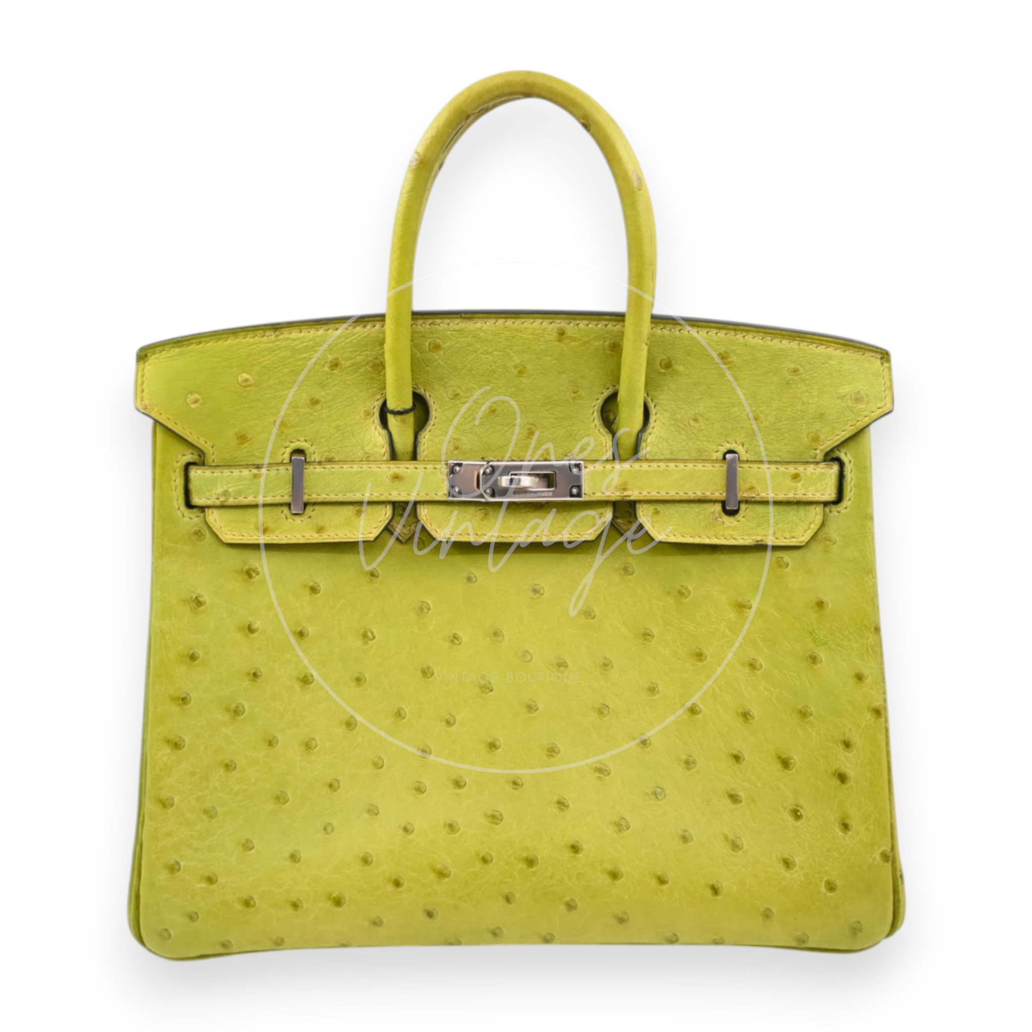 Hermes Birkin 25 Ostrich PHW Green Square J