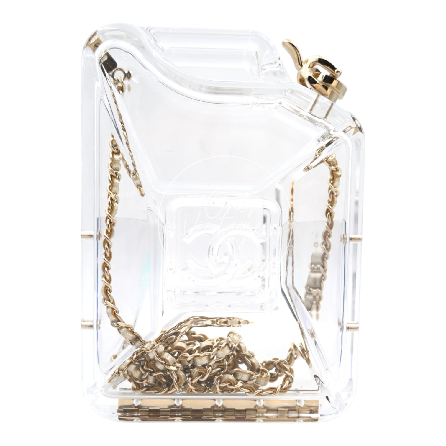 [Pre-owned] Chanel Gasoline Transparent Evening Clutch Bag
