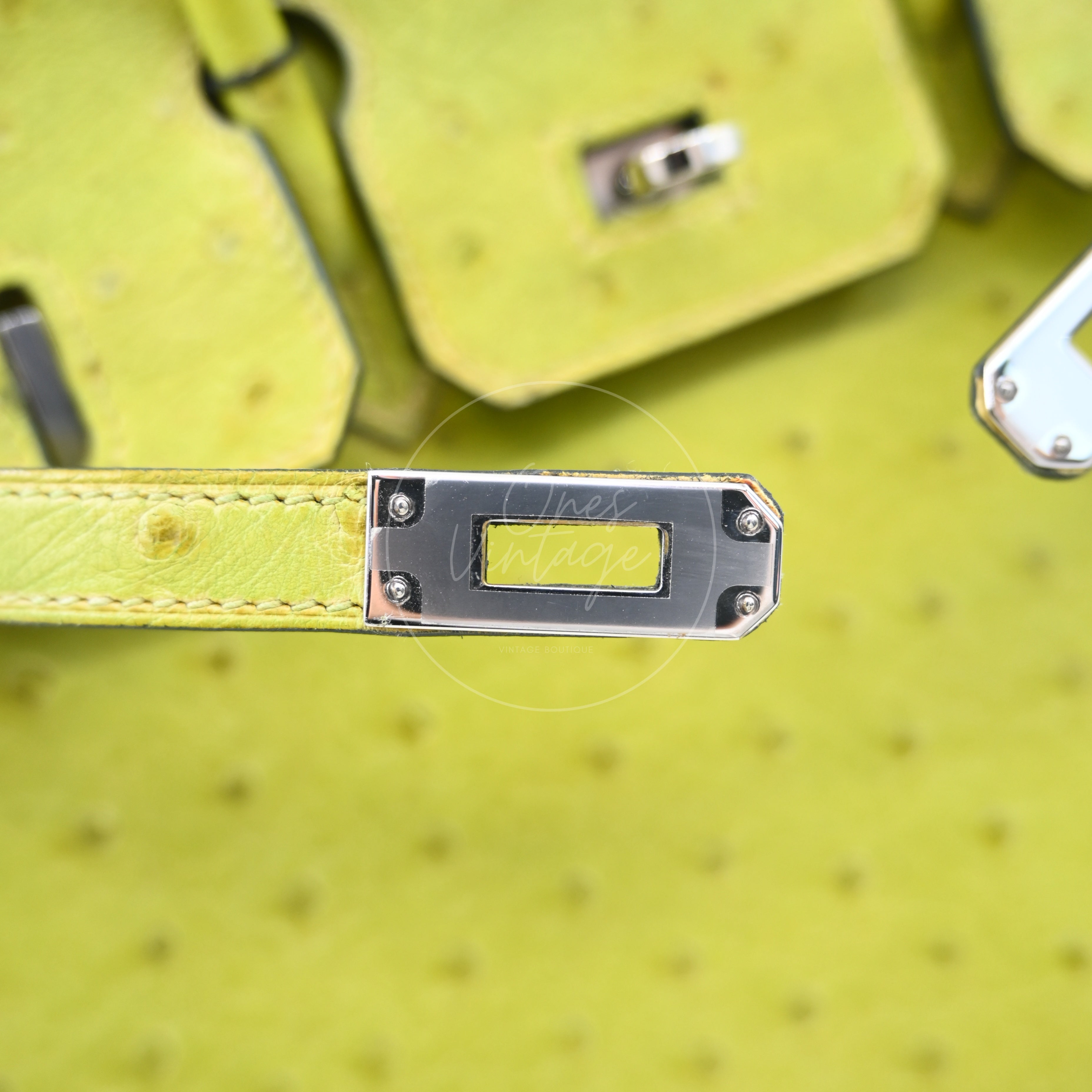 Hermes Birkin 25 Ostrich PHW Green Square J