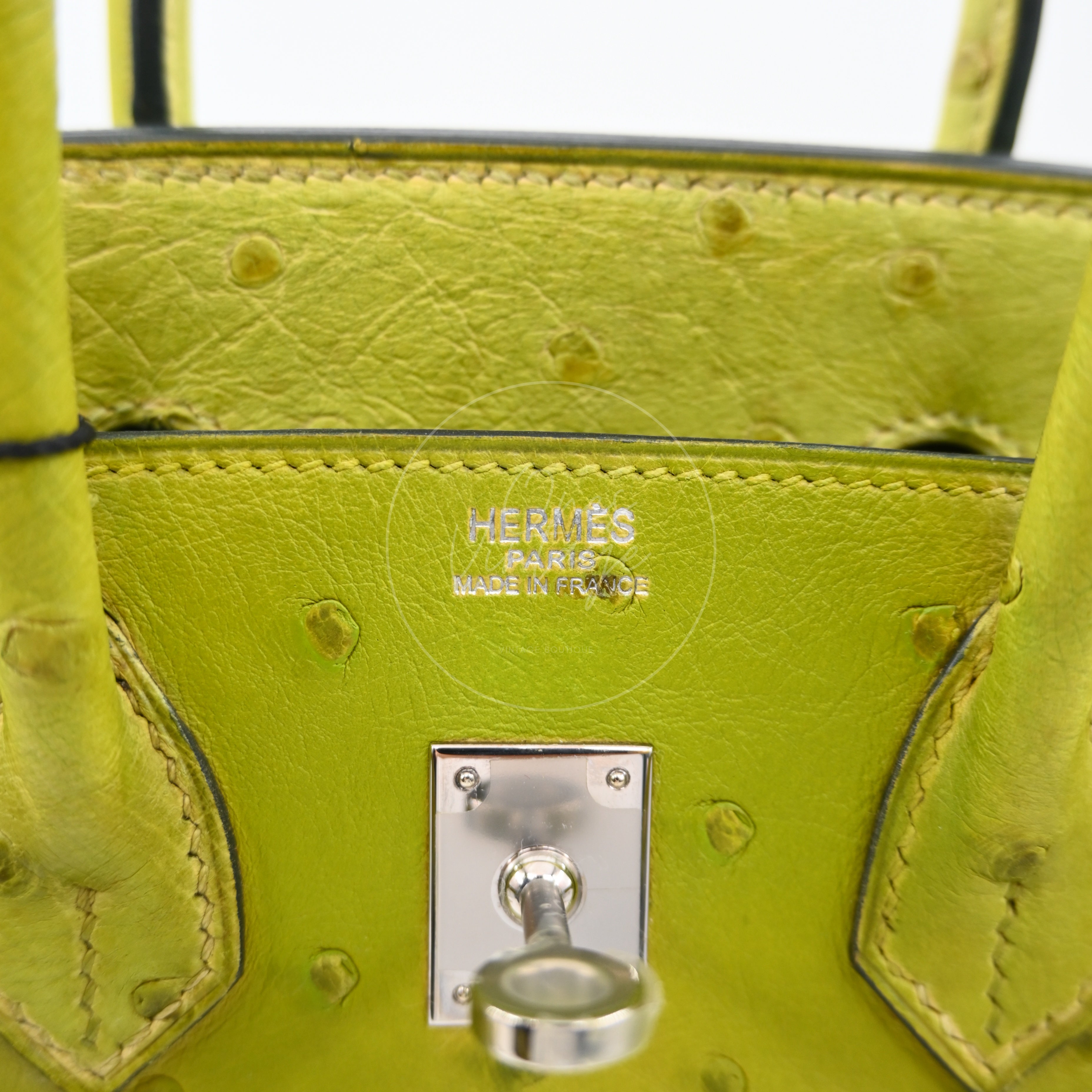 Hermes Birkin 25 Ostrich PHW Green Square J