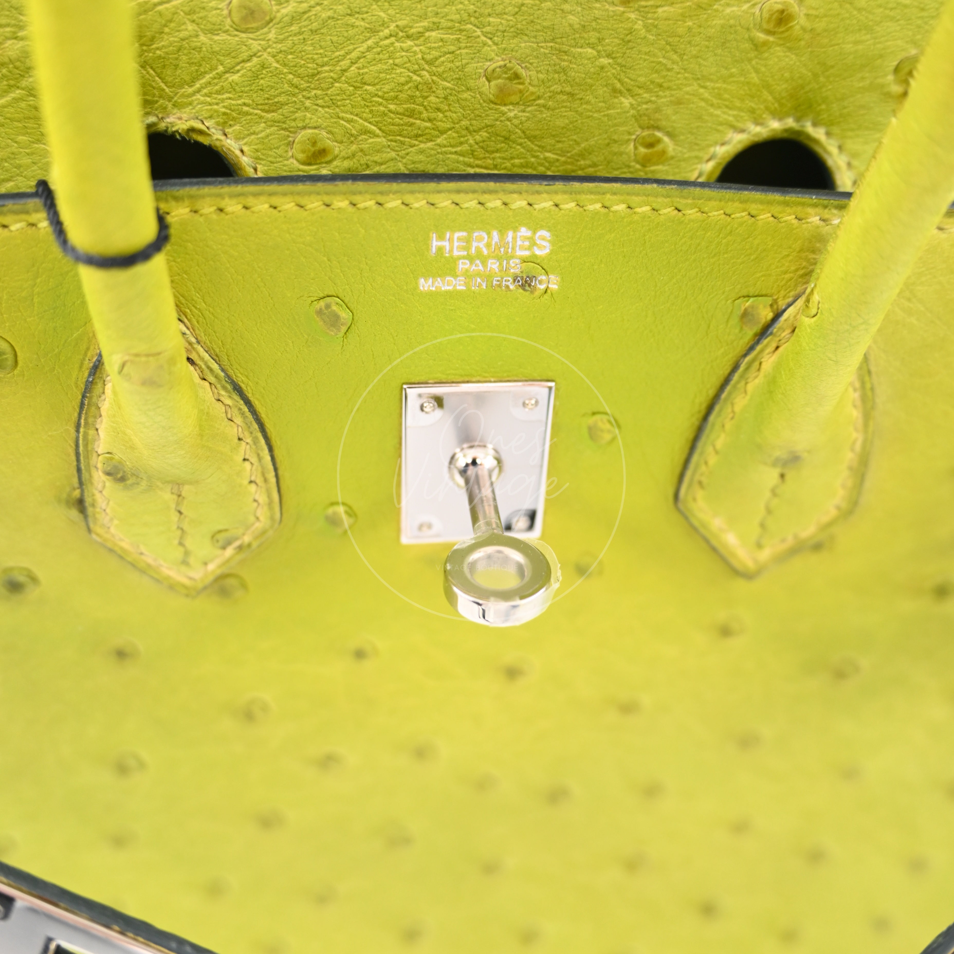 Hermes Birkin 25 Ostrich PHW Green Square J