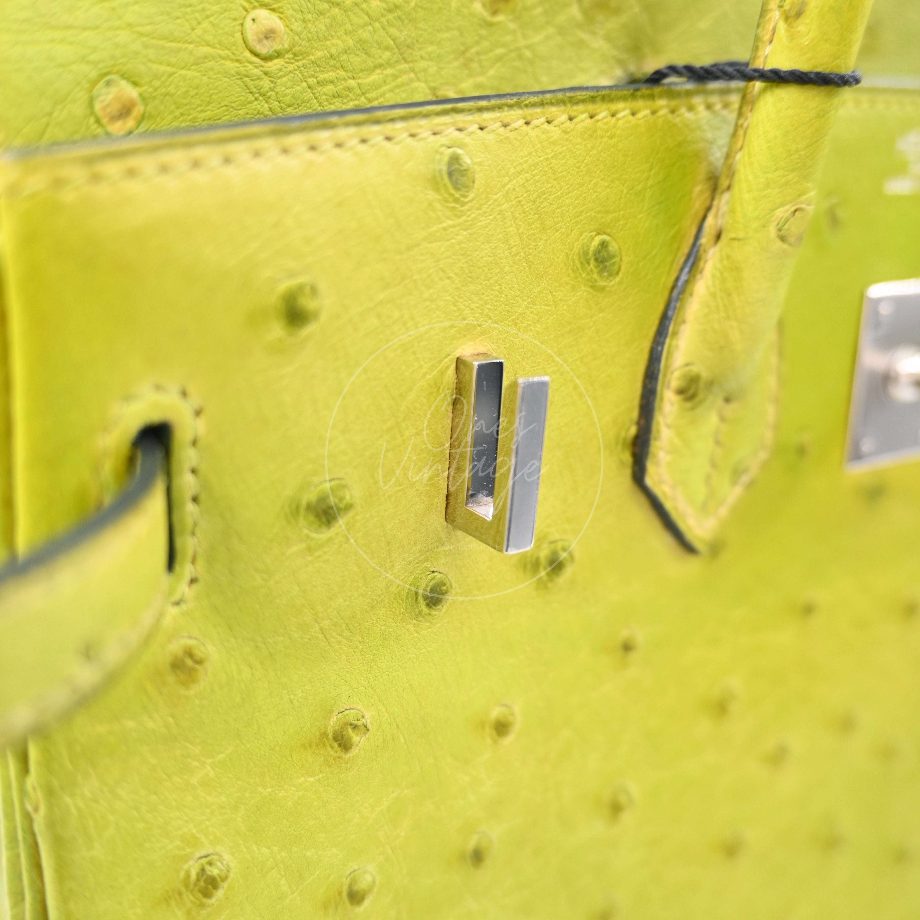 Hermes Birkin 25 Ostrich PHW Green Square J