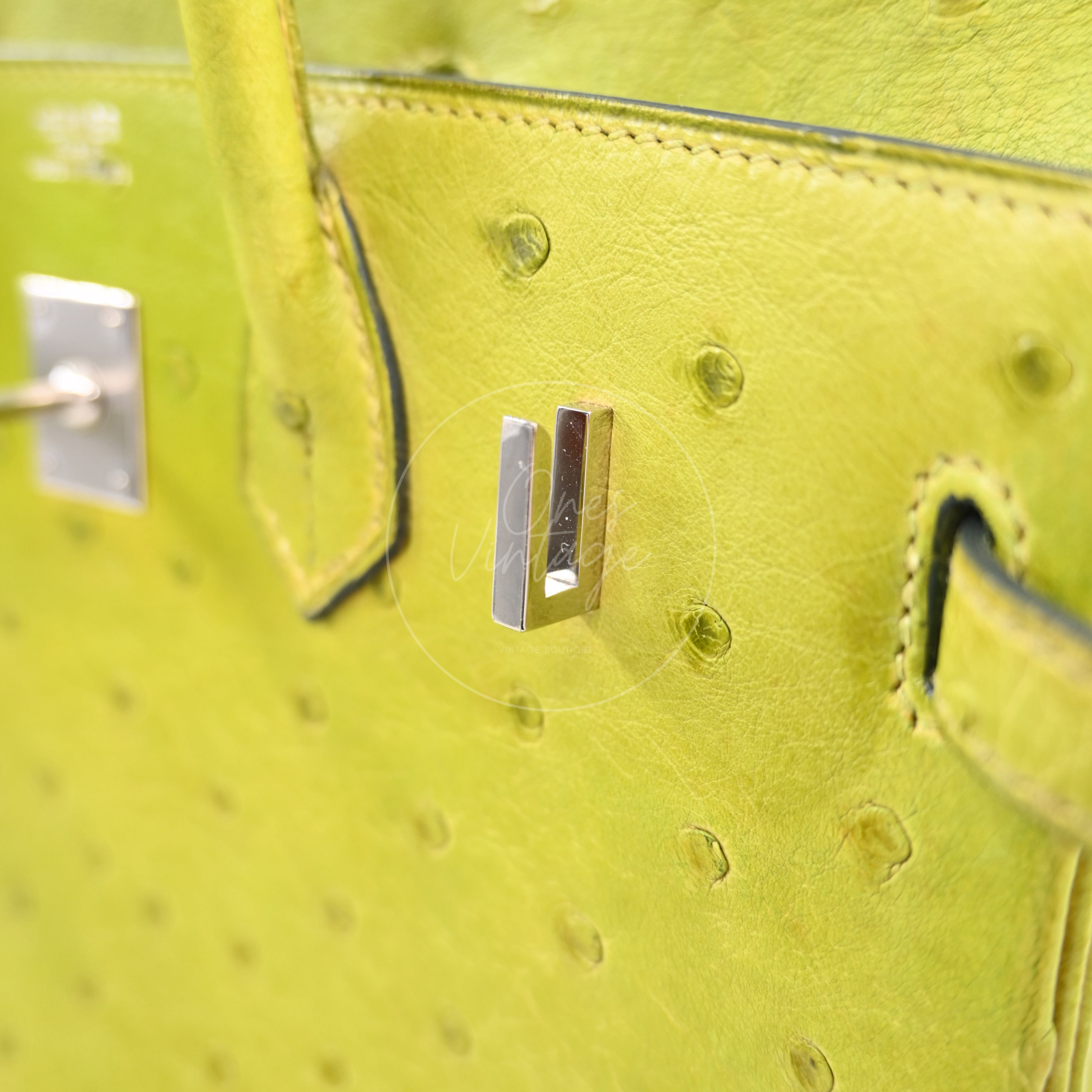 Hermes Birkin 25 Ostrich PHW Green Square J