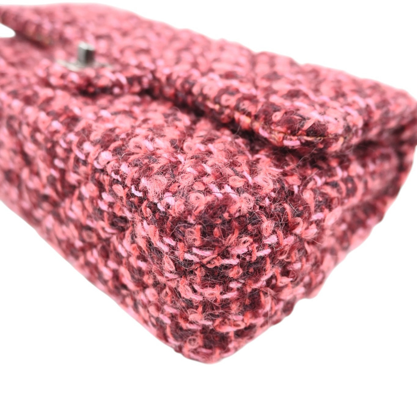 Chanel Burgundy and Pink Classic Double Flap 26 in Tweed Quilted Canvas Series 20