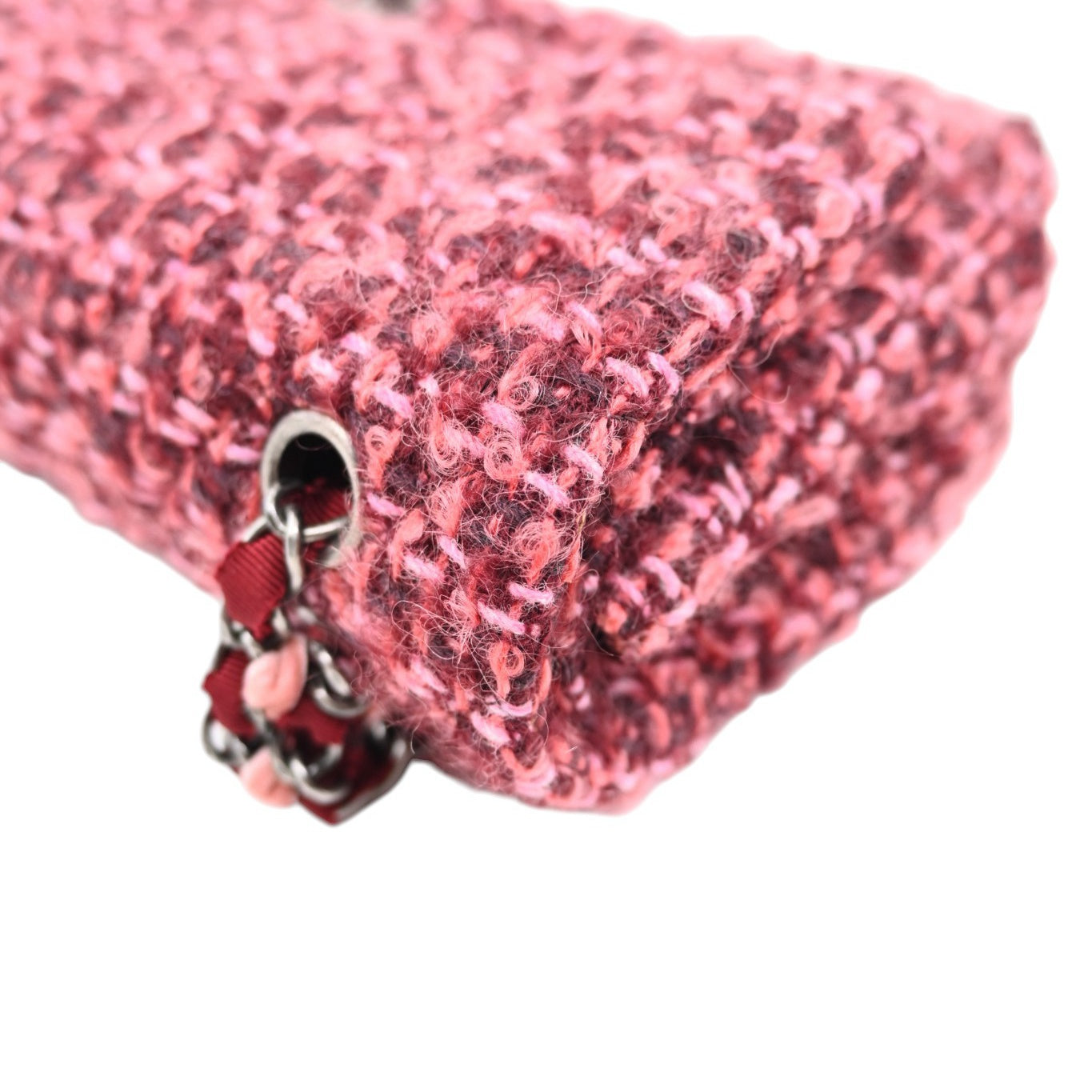 Chanel Burgundy and Pink Classic Double Flap 26 in Tweed Quilted Canvas Series 20