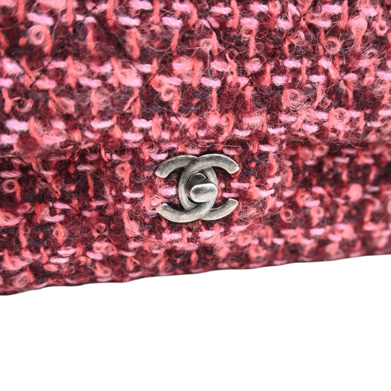 Chanel Burgundy and Pink Classic Double Flap 26 in Tweed Quilted Canvas Series 20