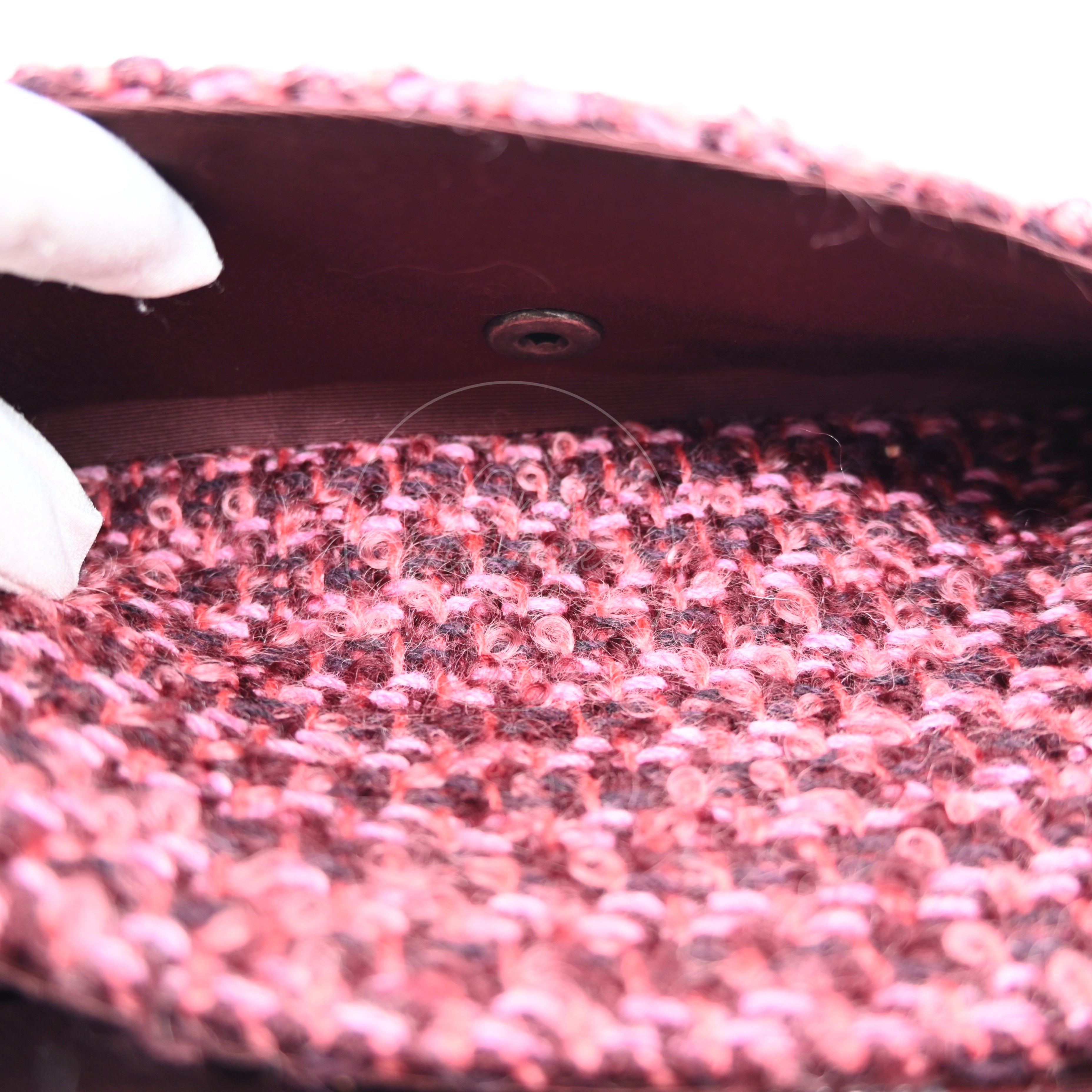 Chanel Burgundy and Pink Classic Double Flap 26 in Tweed Quilted Canvas Series 20