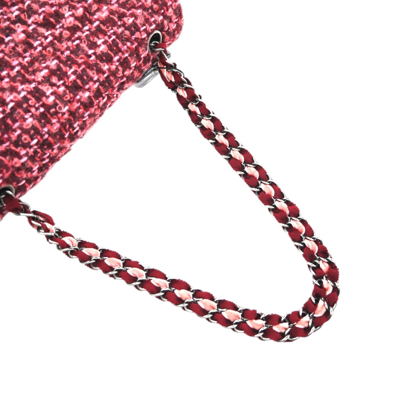 Chanel Burgundy and Pink Classic Double Flap 26 in Tweed Quilted Canvas Series 20