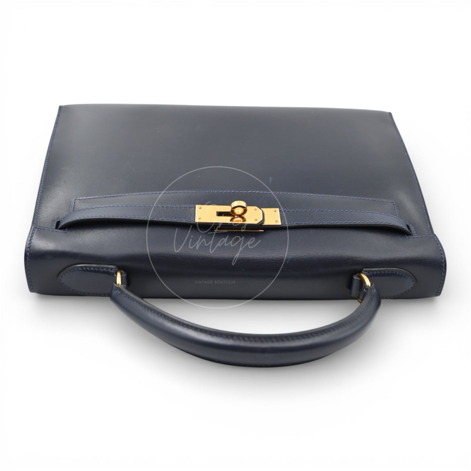 [Pre-owned] Hermes Kelly 32 K32 Stamp Circle W Navy GHW