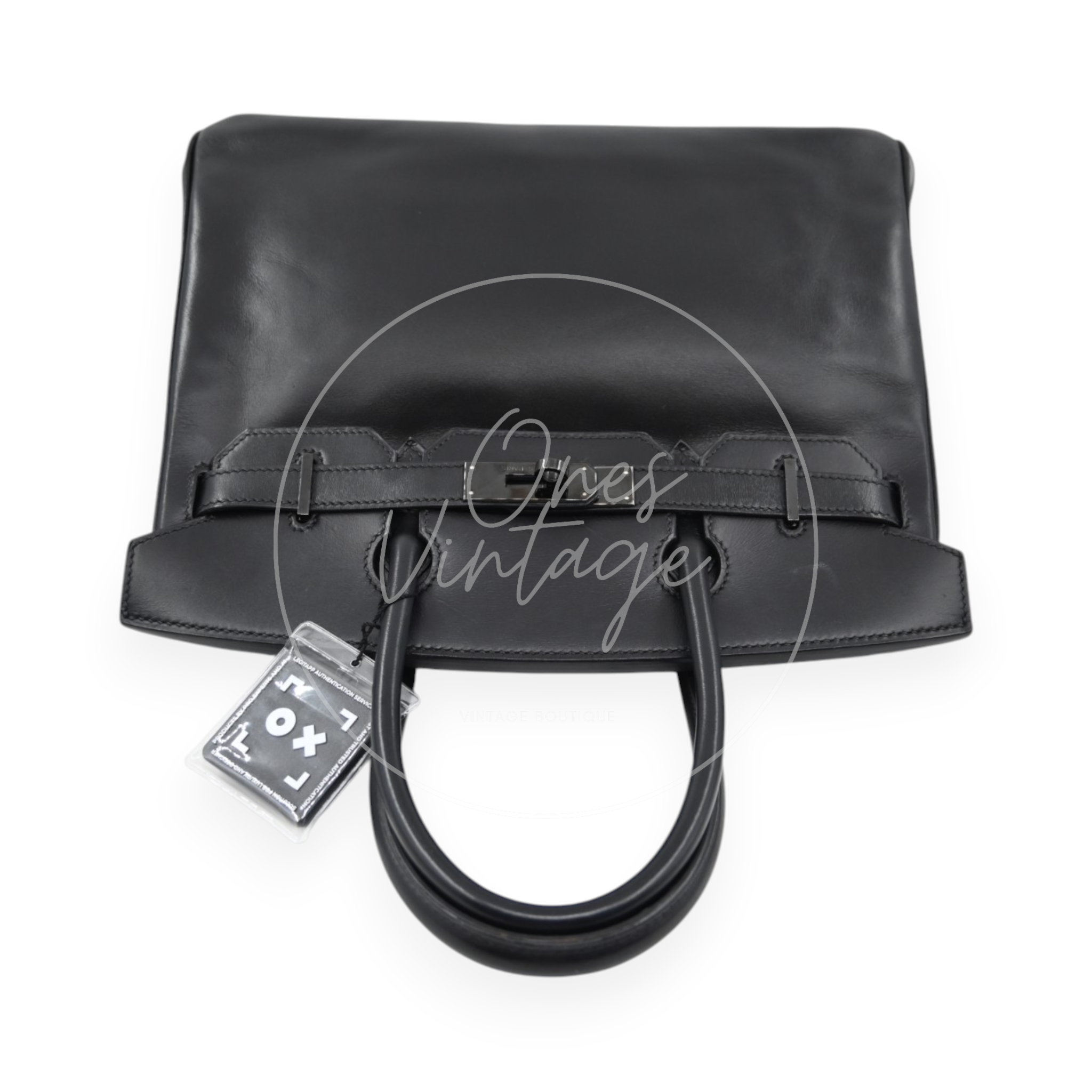 Hermes Birkin 30 So Black Box Calf Leather PVD Square N