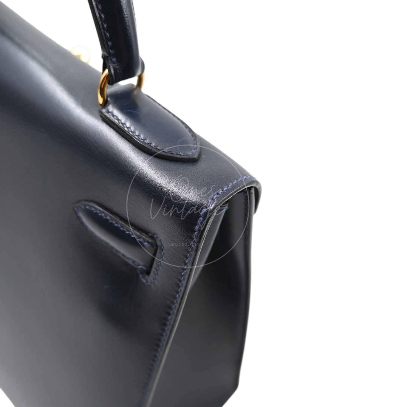 [Pre-owned] Hermes Kelly 32 K32 Stamp Circle W Navy GHW