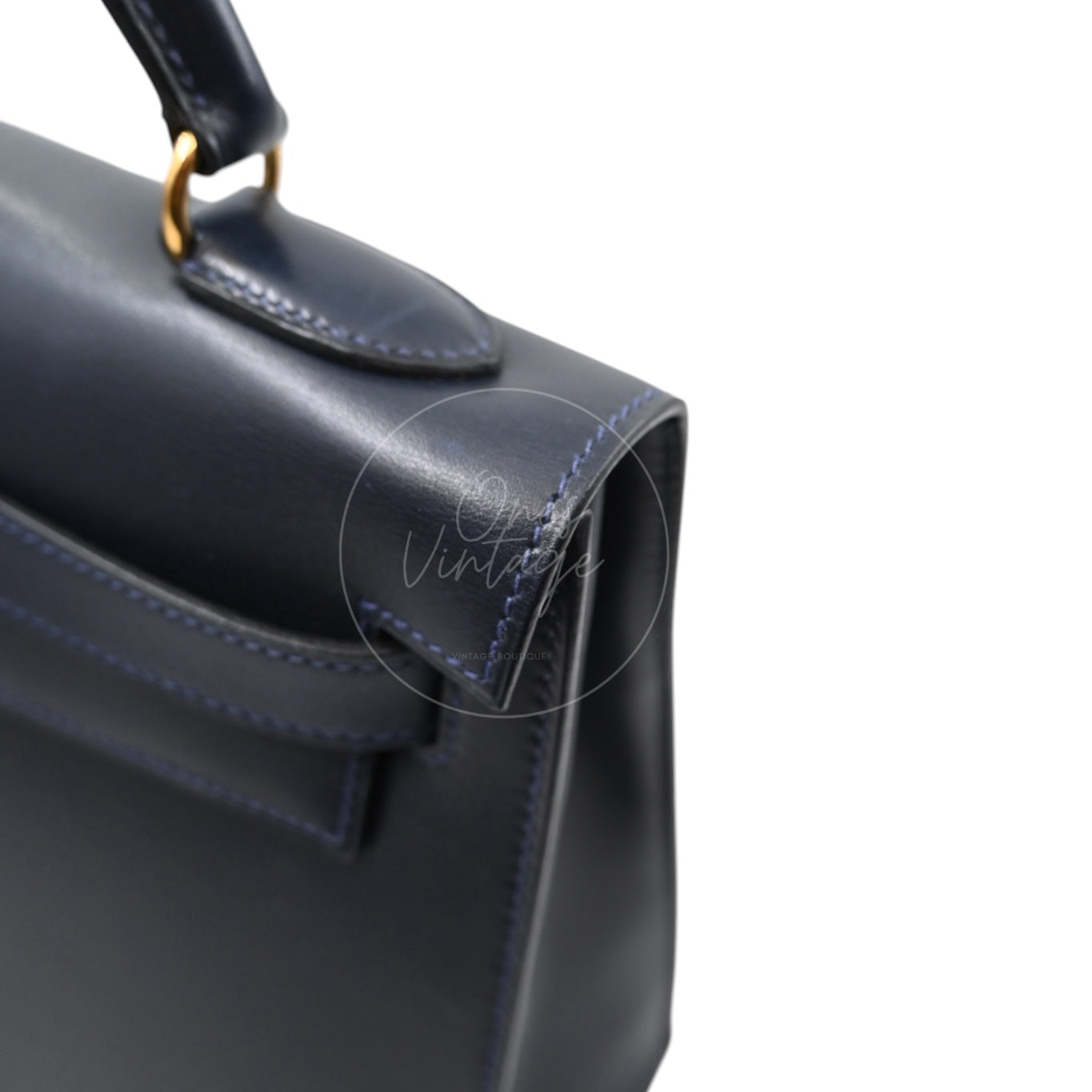 [Pre-owned] Hermes Kelly 32 K32 Stamp Circle W Navy GHW