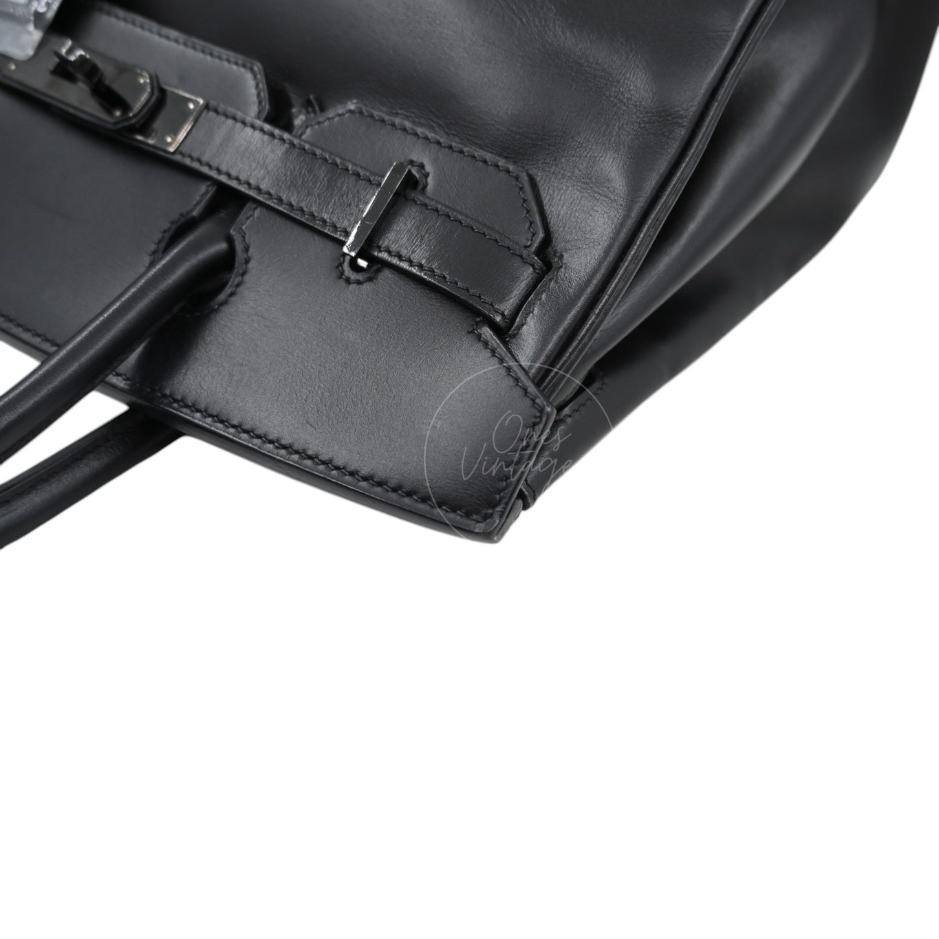 Hermes Birkin 30 So Black Box Calf Leather PVD Square N
