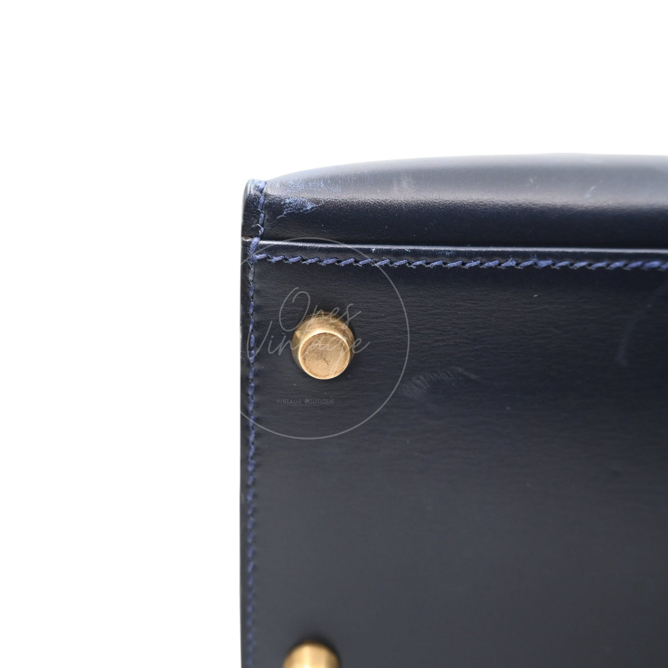 [Pre-owned] Hermes Kelly 32 K32 Stamp Circle W Navy GHW