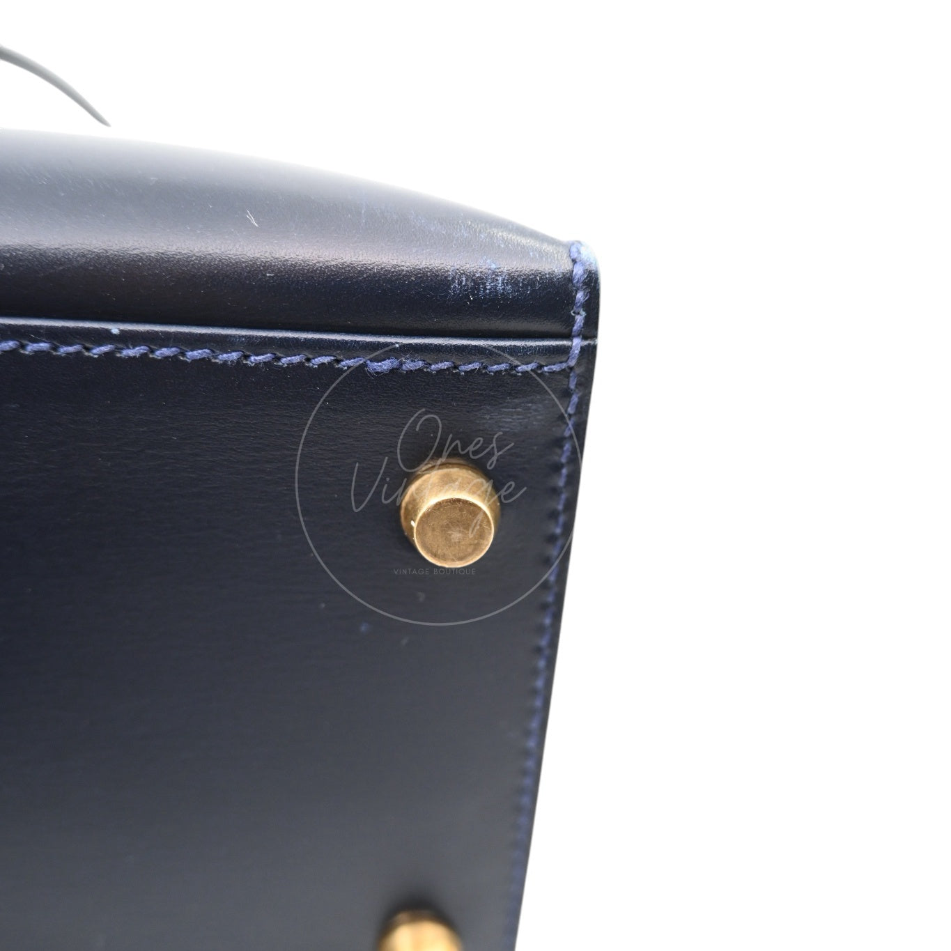 [Pre-owned] Hermes Kelly 32 K32 Stamp Circle W Navy GHW
