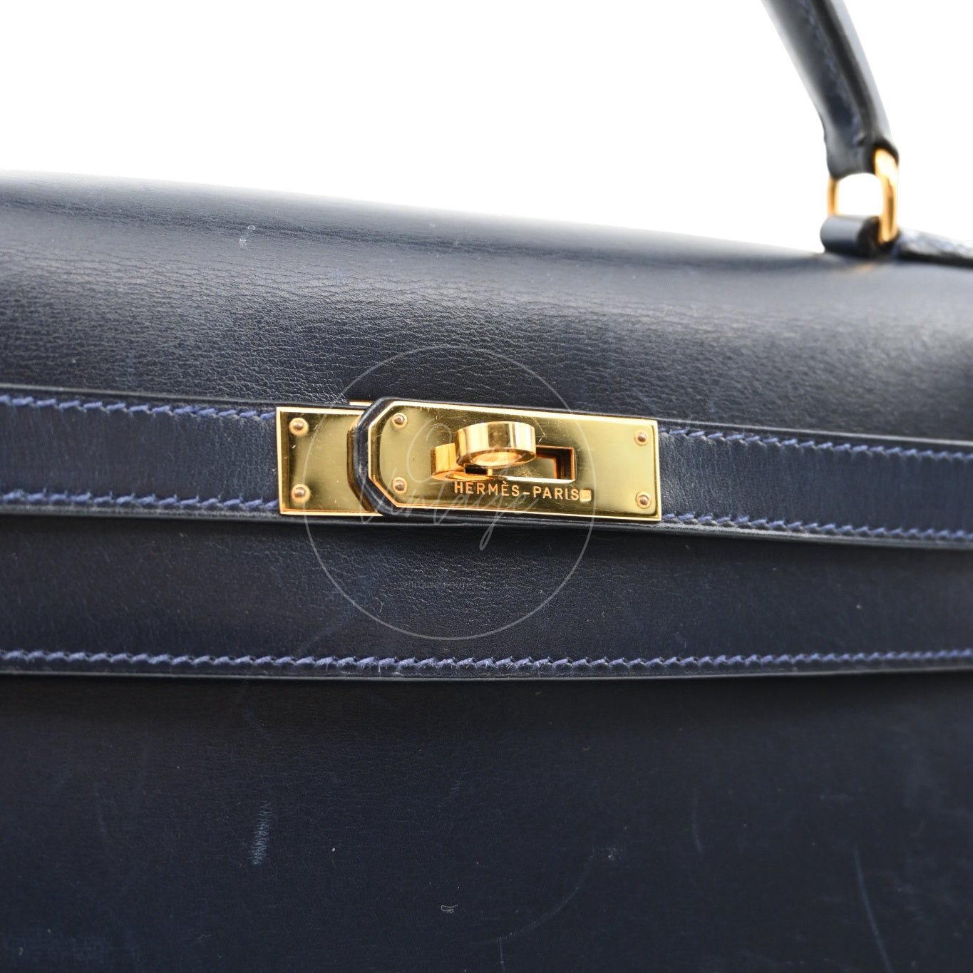 [Pre-owned] Hermes Kelly 32 K32 Stamp Circle W Navy GHW