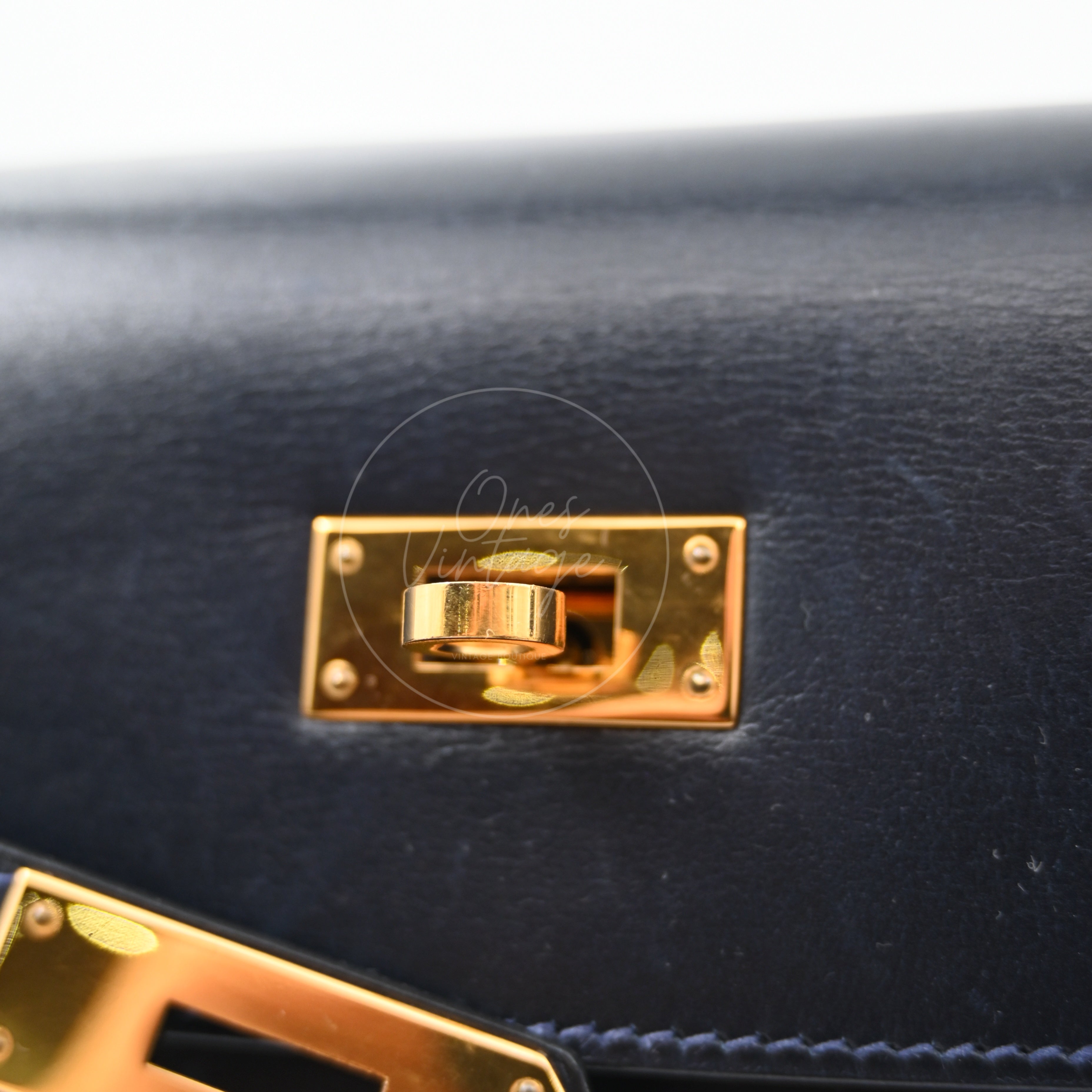 [Pre-owned] Hermes Kelly 32 K32 Stamp Circle W Navy GHW