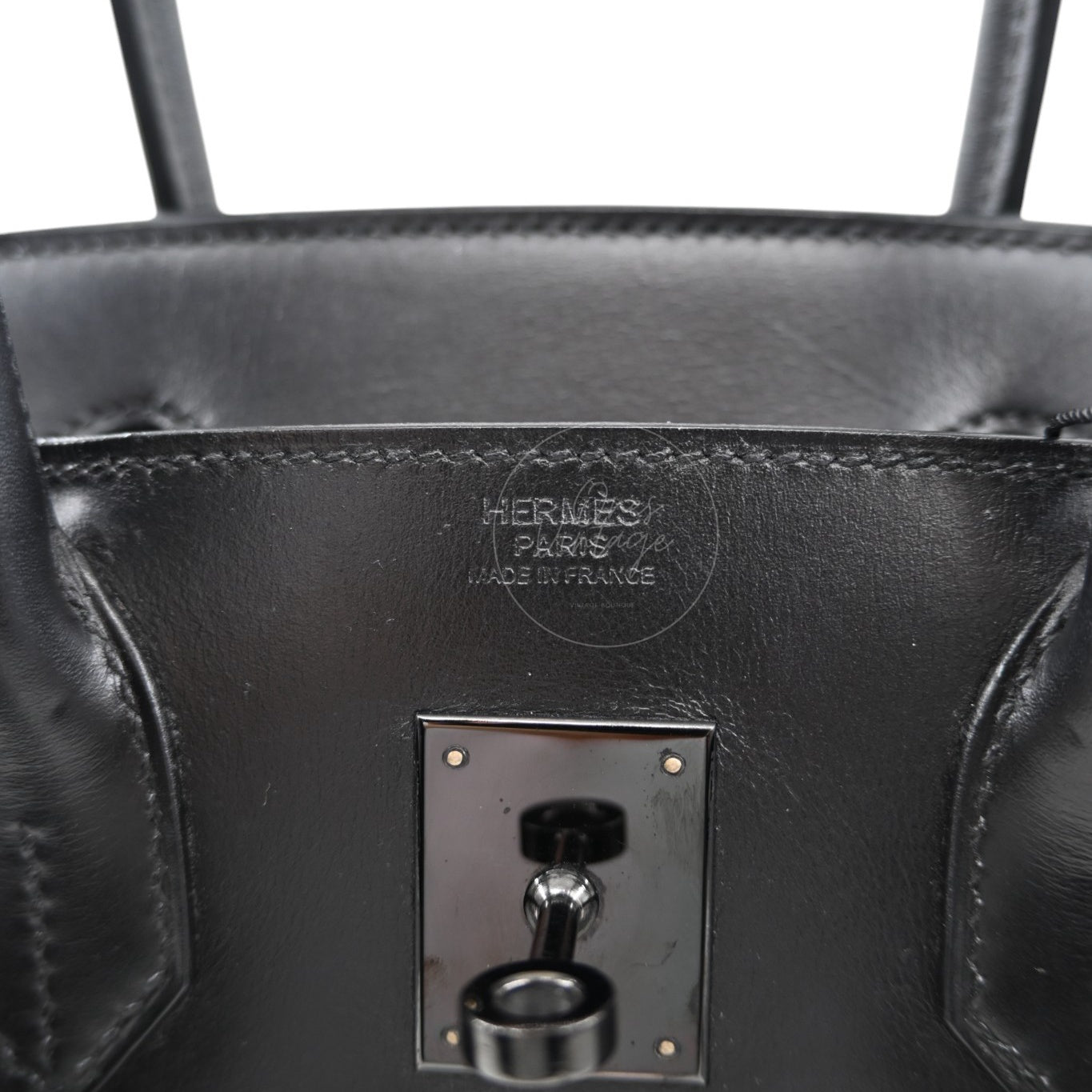 Hermes Birkin 30 So Black Box Calf Leather PVD Square N