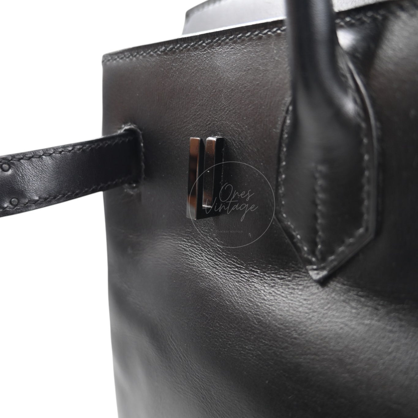 Hermes Birkin 30 So Black Box Calf Leather PVD Square N