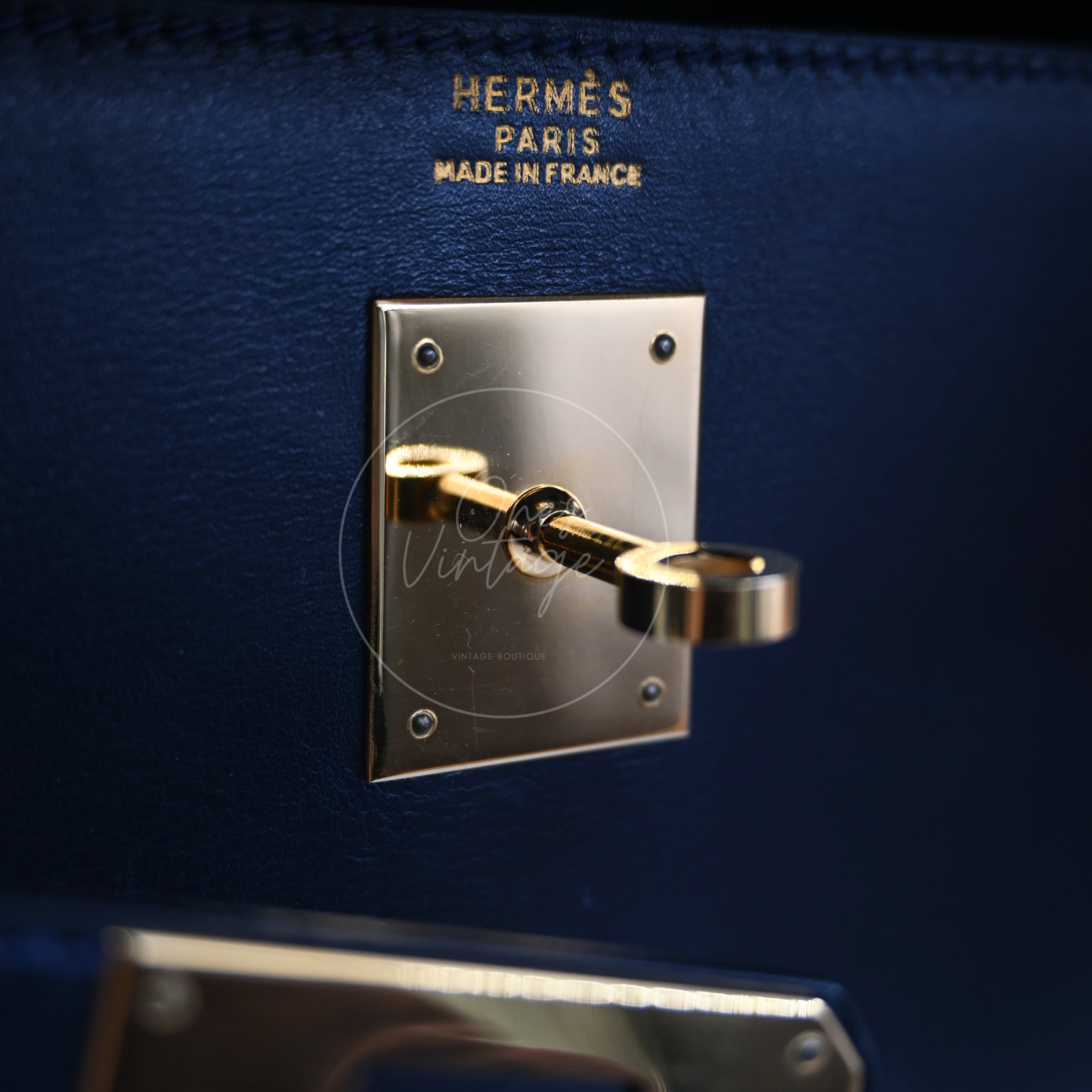 [Pre-owned] Hermes Kelly 32 K32 Stamp Circle W Navy GHW