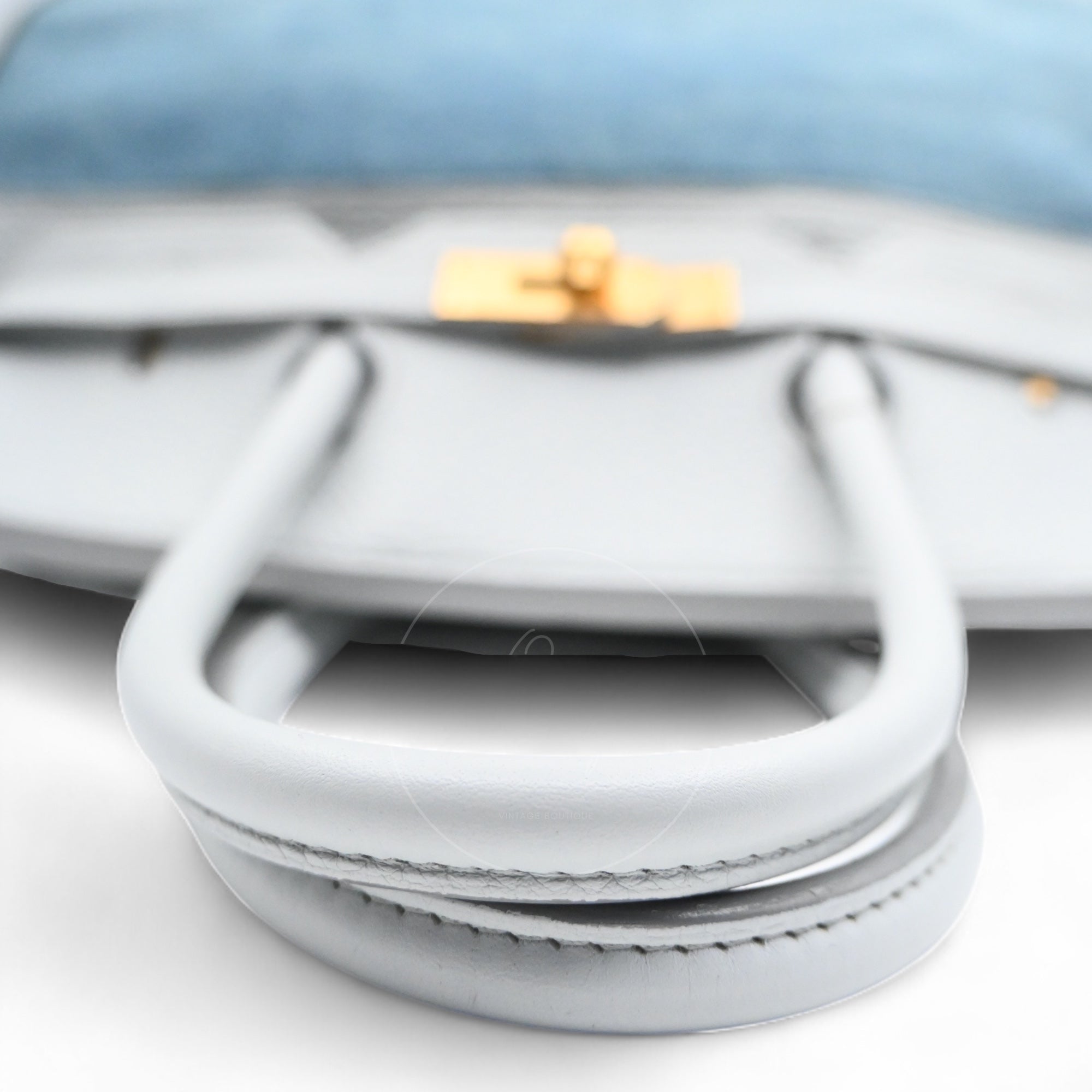 [Pre-owned] Hermes Birkin 35 Gris Pale TC x Denim GHW Stamp Square F