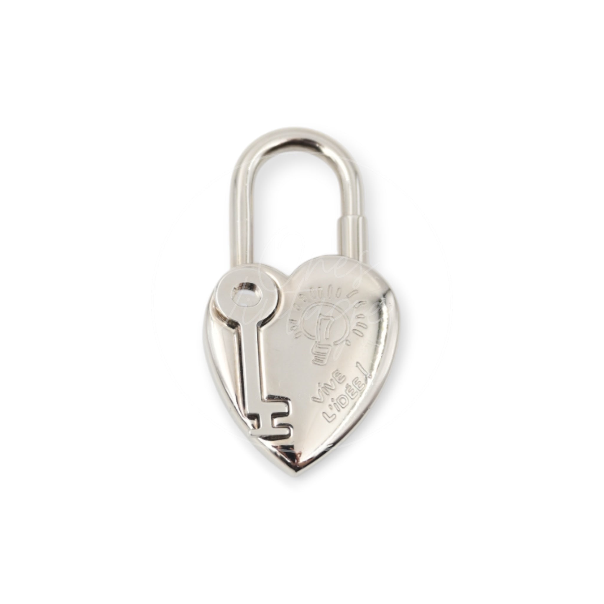[Pre-owned] Hermes Année De La Fantaisie Heart Cadena Palladium Plated Charm