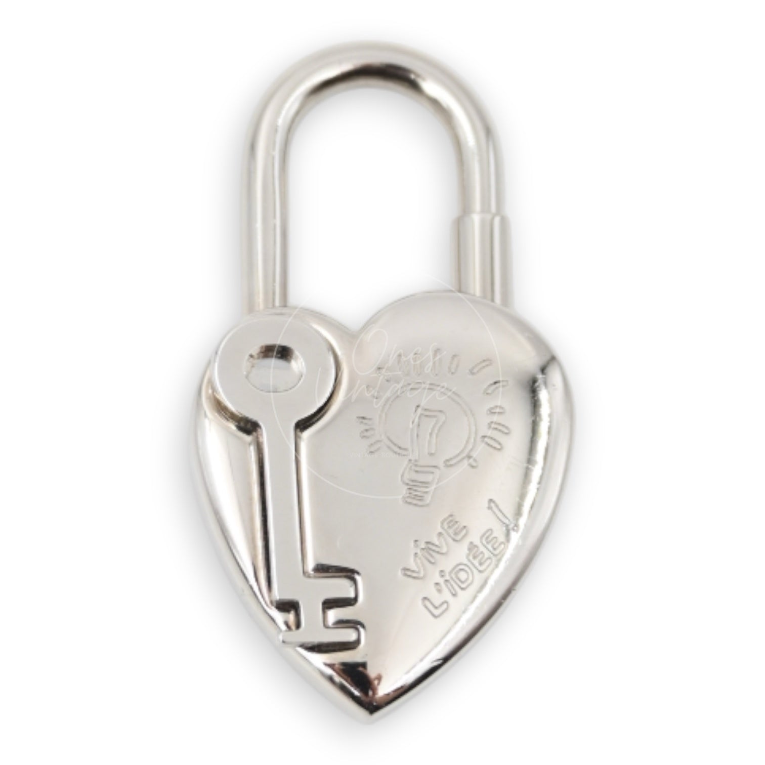 [Pre-owned] Hermes Année De La Fantaisie Heart Cadena Palladium Plated Charm